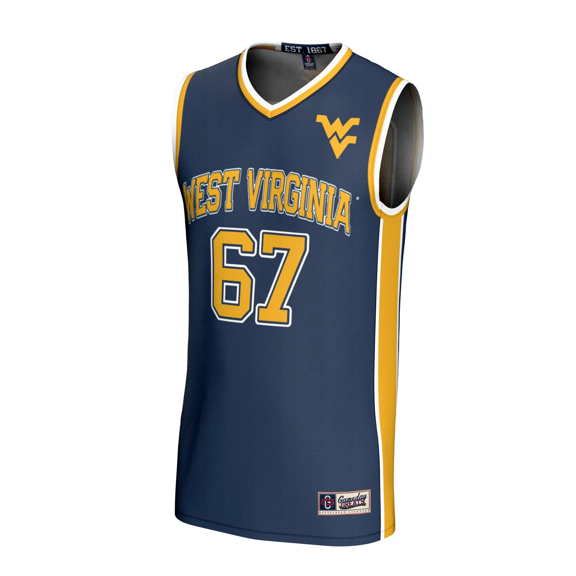 Navy Collegiate Basketball West Virginia Mountaineers Game Jersey Navy NCAA College Basketball Fan Wear Navy Collegiate Basketball