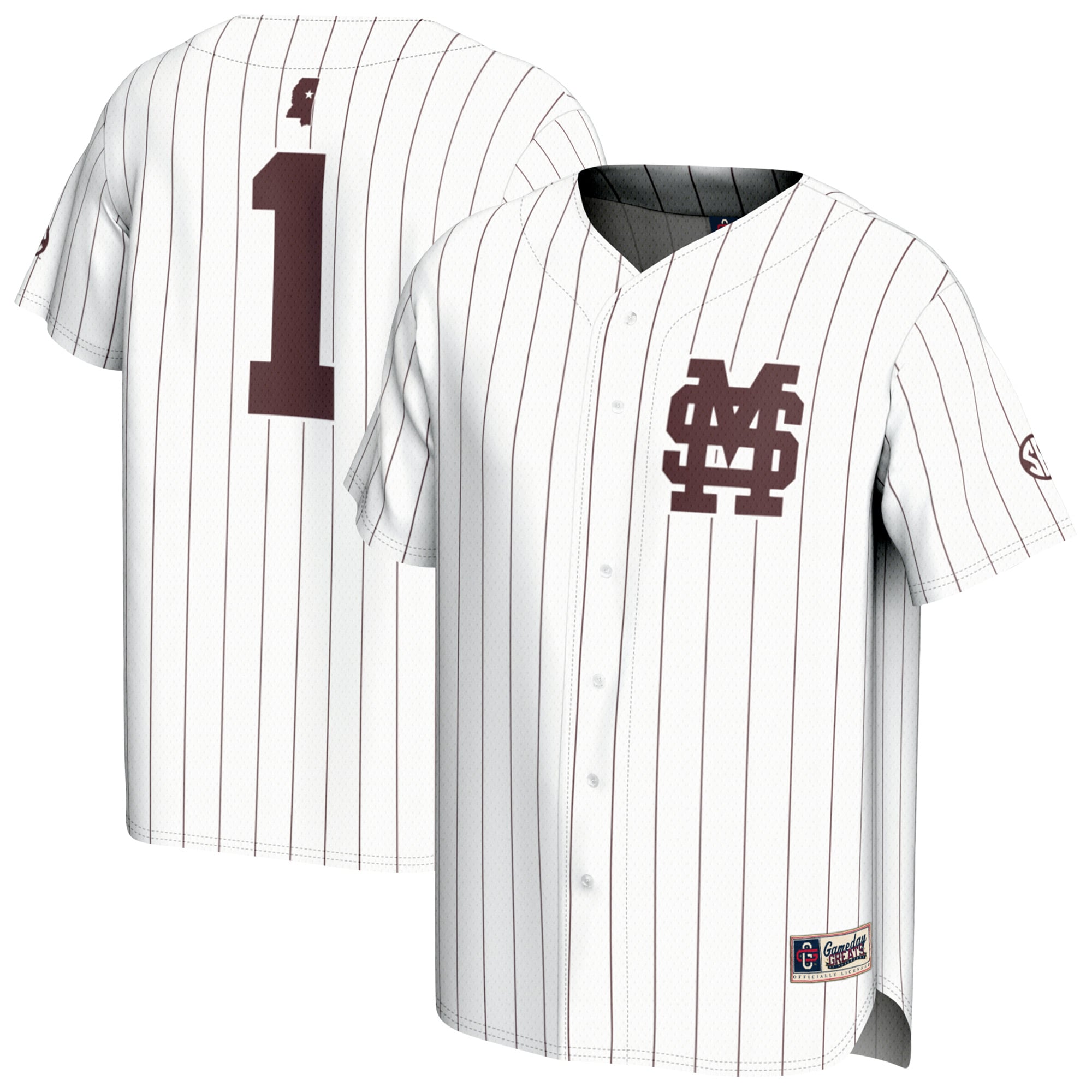 White Collegiate Baseball Mississippi State Bulldogs Game Jersey White NCAA College Baseball Fan Wear