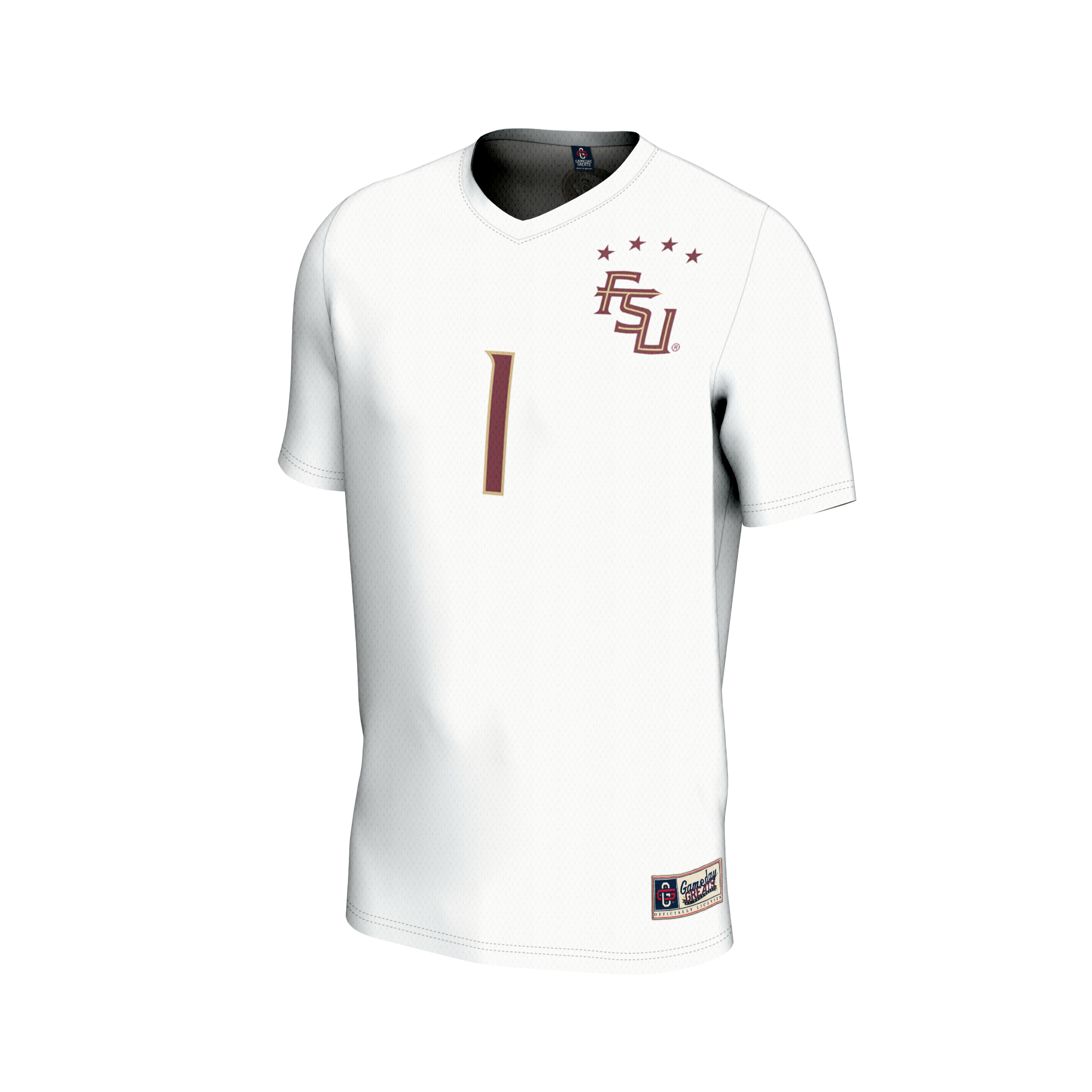Collegiate Soccer Fashion Florida State Seminoles Game Jersey No.1 White NCAA College Soccer Fan Wear