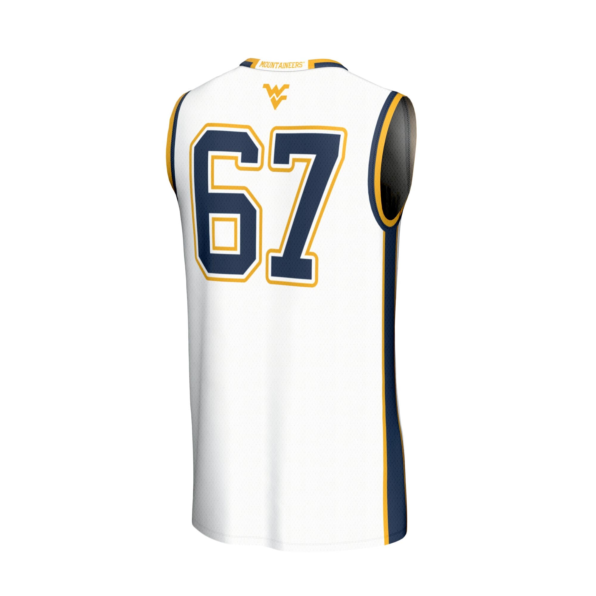 White Collegiate Basketball West Virginia Mountaineers Game Jersey White NCAA College Basketball Fan Wear White Collegiate Basketball