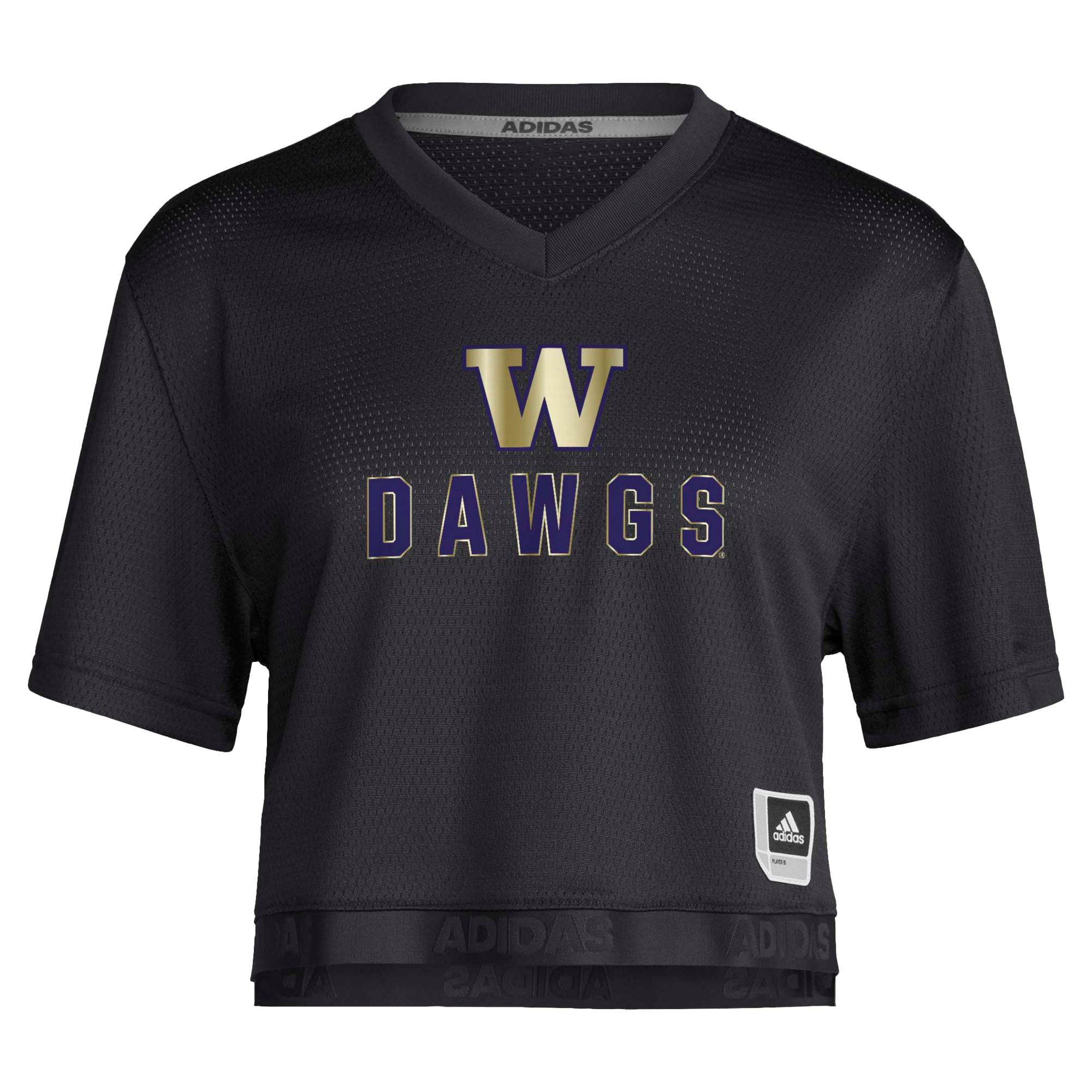Strategy Cropped Washington Huskies Jersey Black NCAA College Football Fan Wear Strategy Cropped