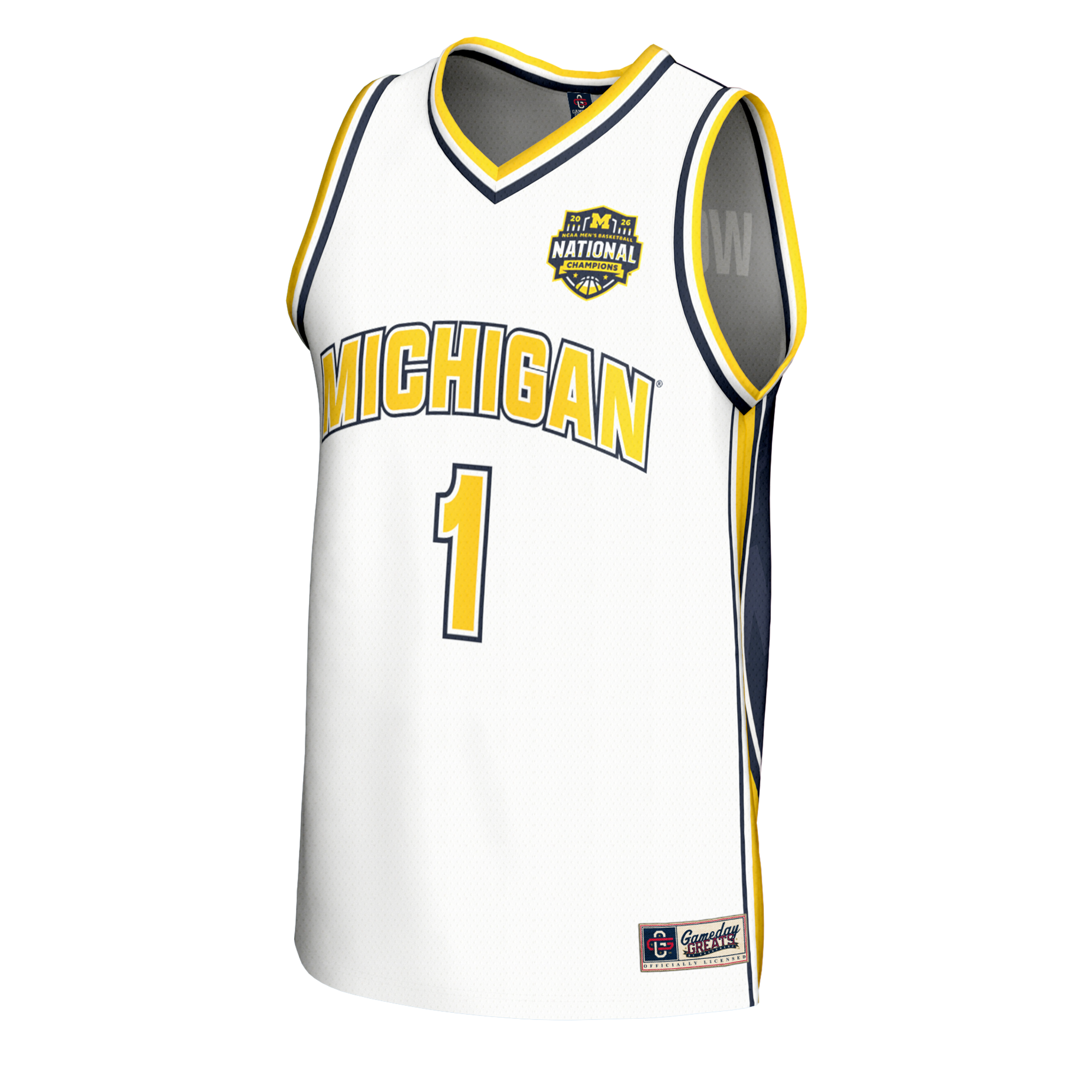 Basketball Champions Commemorative Michigan Wolverines Game Jersey No.1 White NCAA College Basketball Fan Wear
