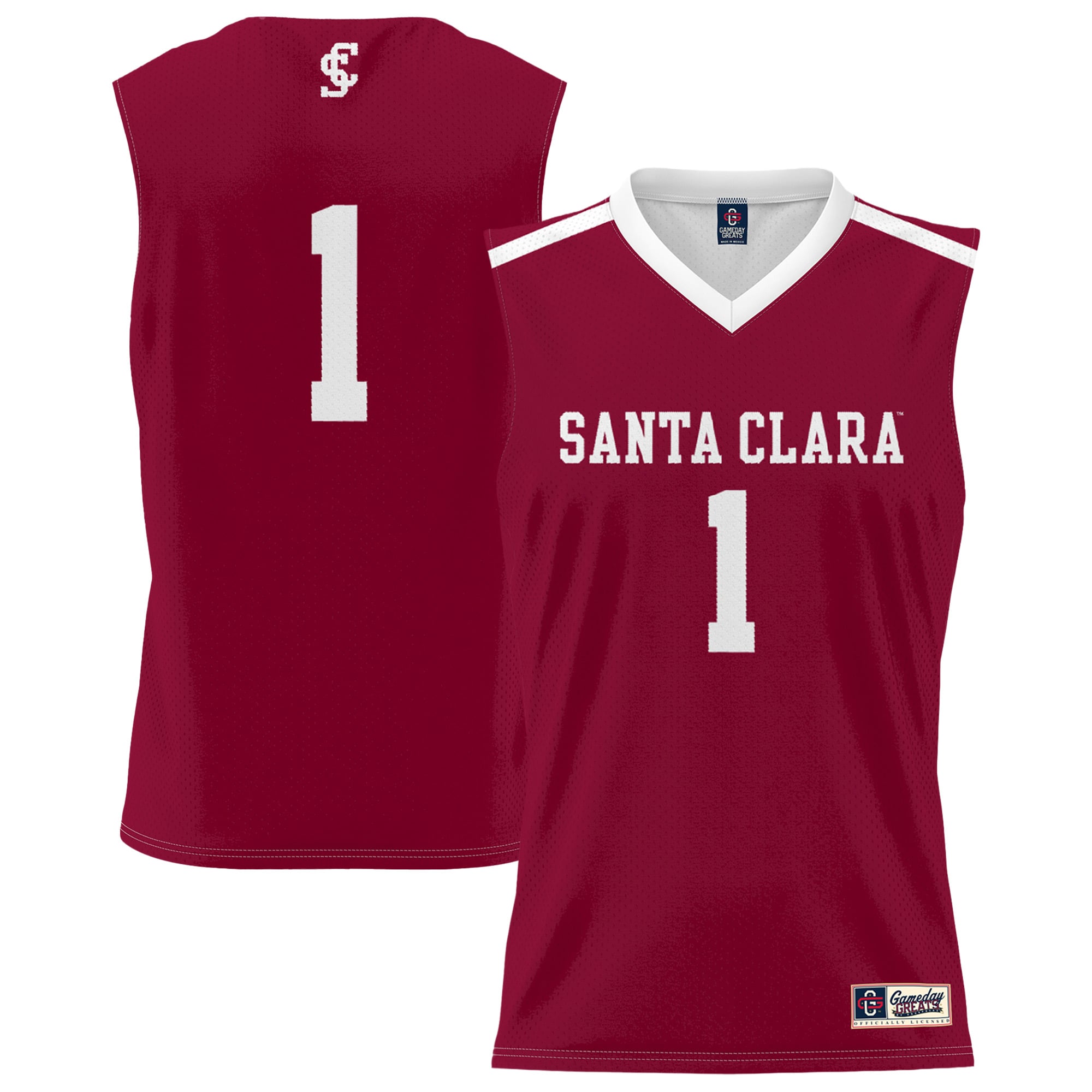 Street Santa Clara Broncos Jersey No.1 Maroon NCAA College Basketball Fan Wear