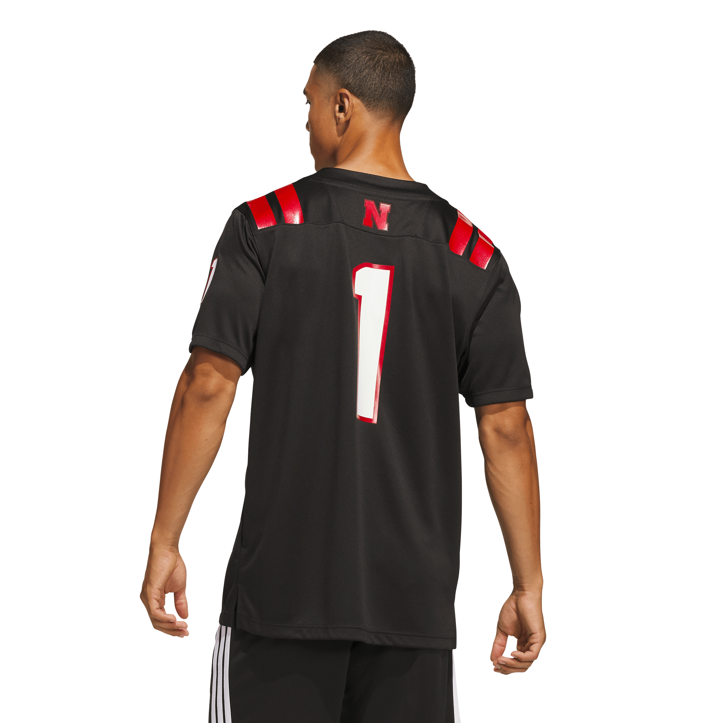 Our Red Burns Nebraska Huskers Jersey No.1 Black NCAA College Football Fan Wear