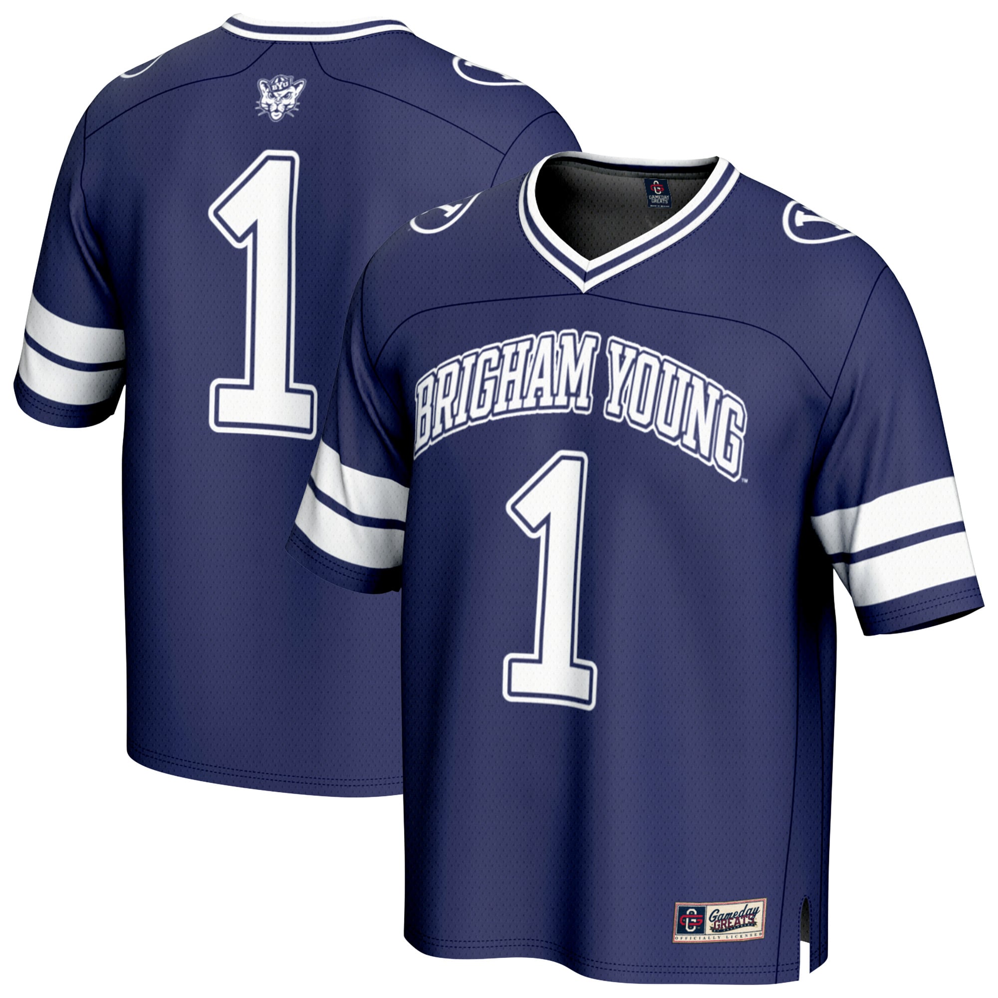 Collegiate Fashion BYU Cougars Game Jersey No.1 Navy NCAA College Football Fan Wear Collegiate Fashion