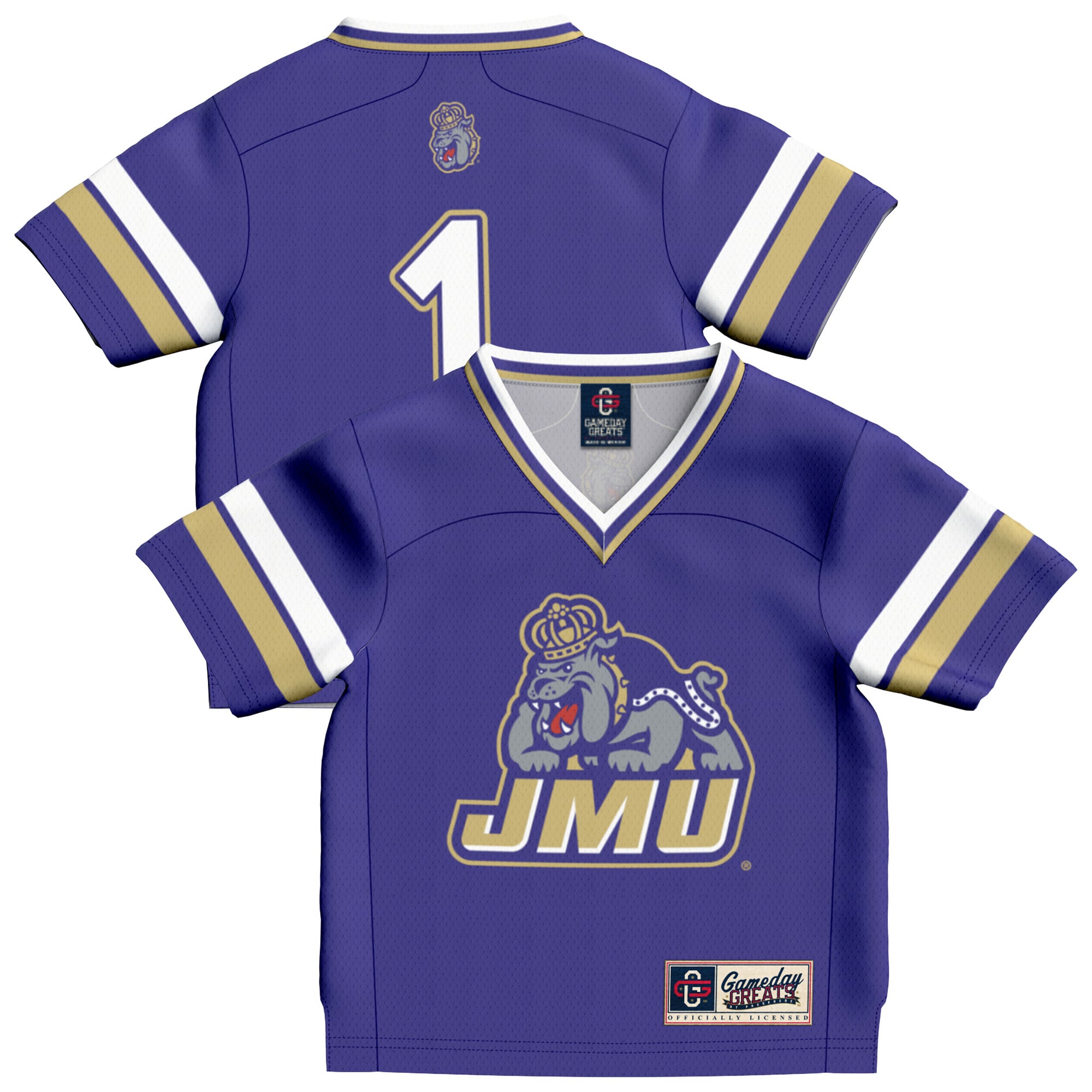 James Madison Dukes Jersey No.1 Purple NCAA College Football Fan Wear No.1