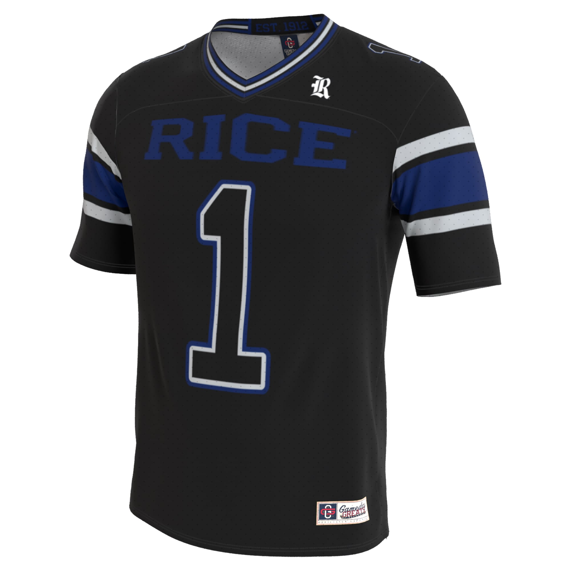 Black Collegiate Blackout Rice Owls Game Jersey Black NCAA College Football Fan Wear