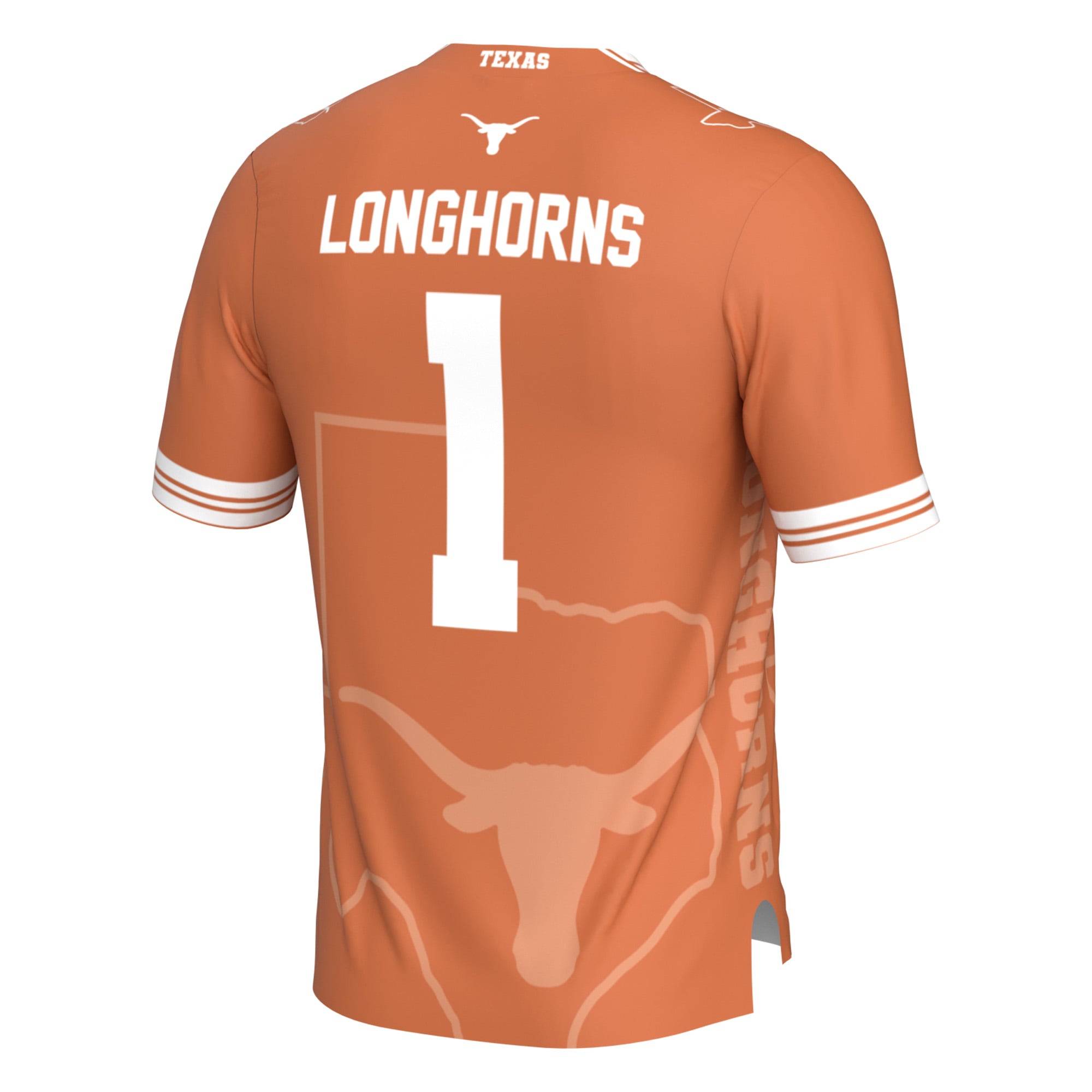Orange Print Fashion Texas Longhorns Game Jersey No.1 Orange NCAA College Football Fan Wear Orange Print Fashion