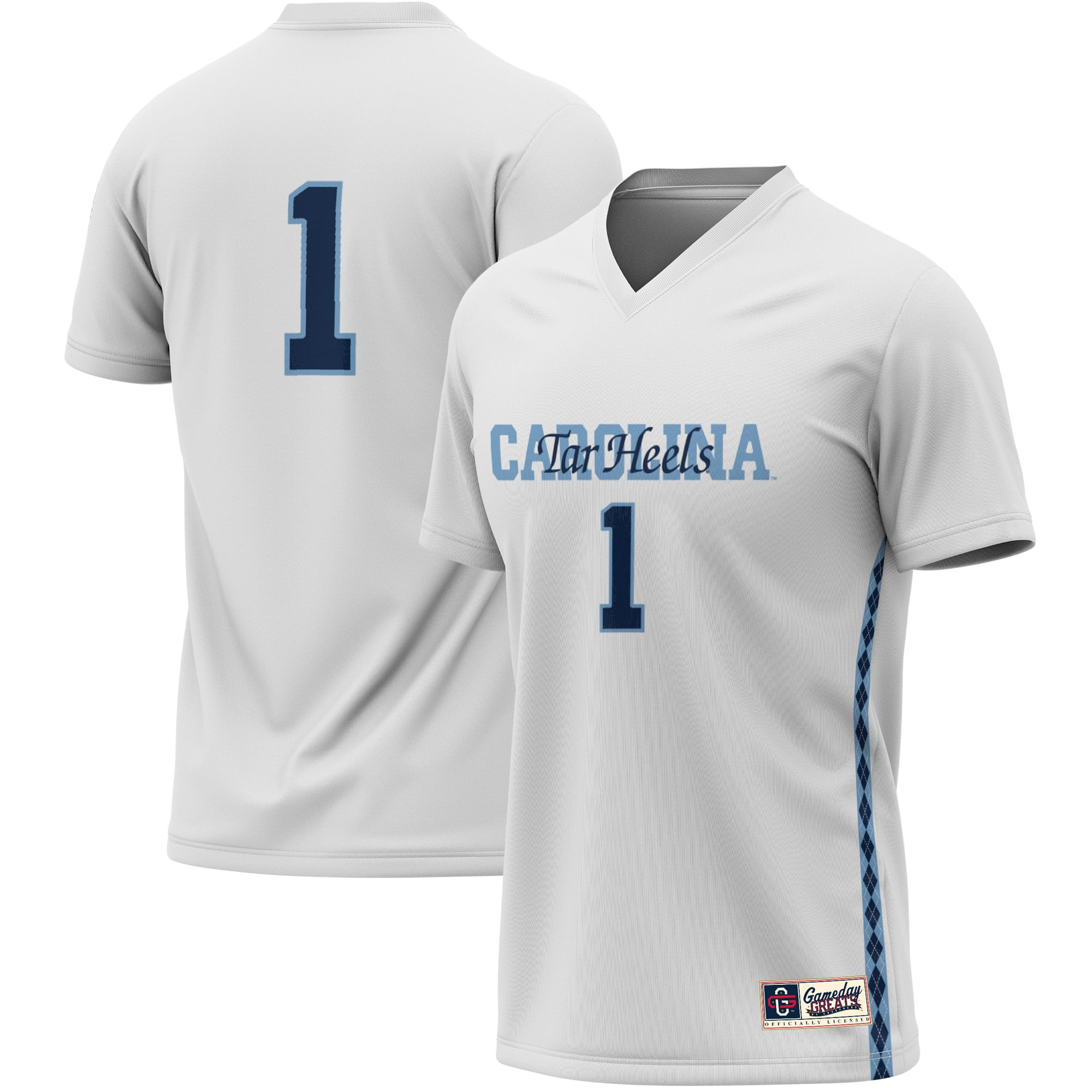 Fashion North Carolina Tar Heels Jersey No.1 White NCAA College Soccer Fan Wear Fashion