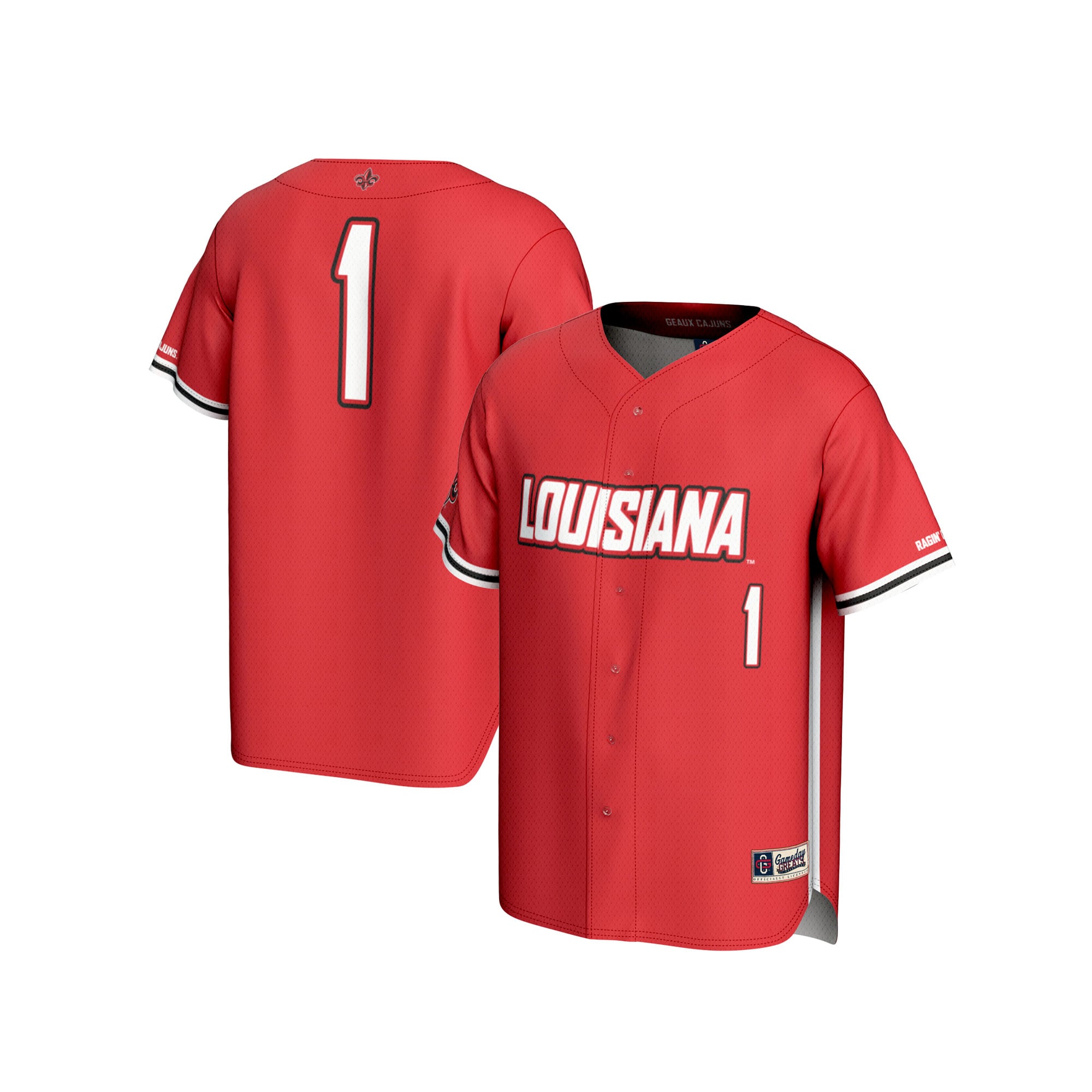 Baseball Louisiana Ragin' Cajuns Jersey No.1 Cardinal NCAA College Baseball Fan Wear Baseball