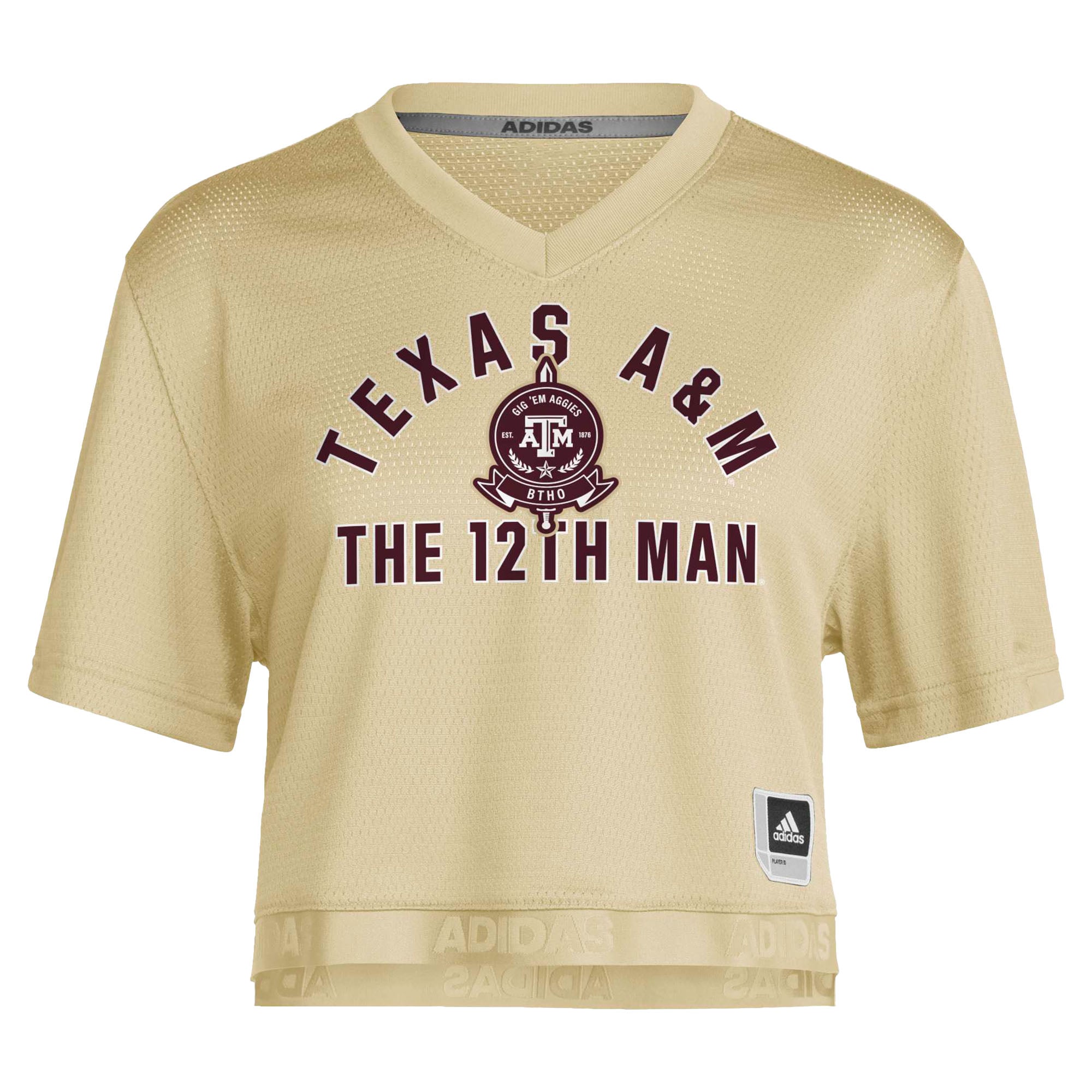 Strategy Cropped Texas A&M Aggies Jersey Gold NCAA College Football Fan Wear