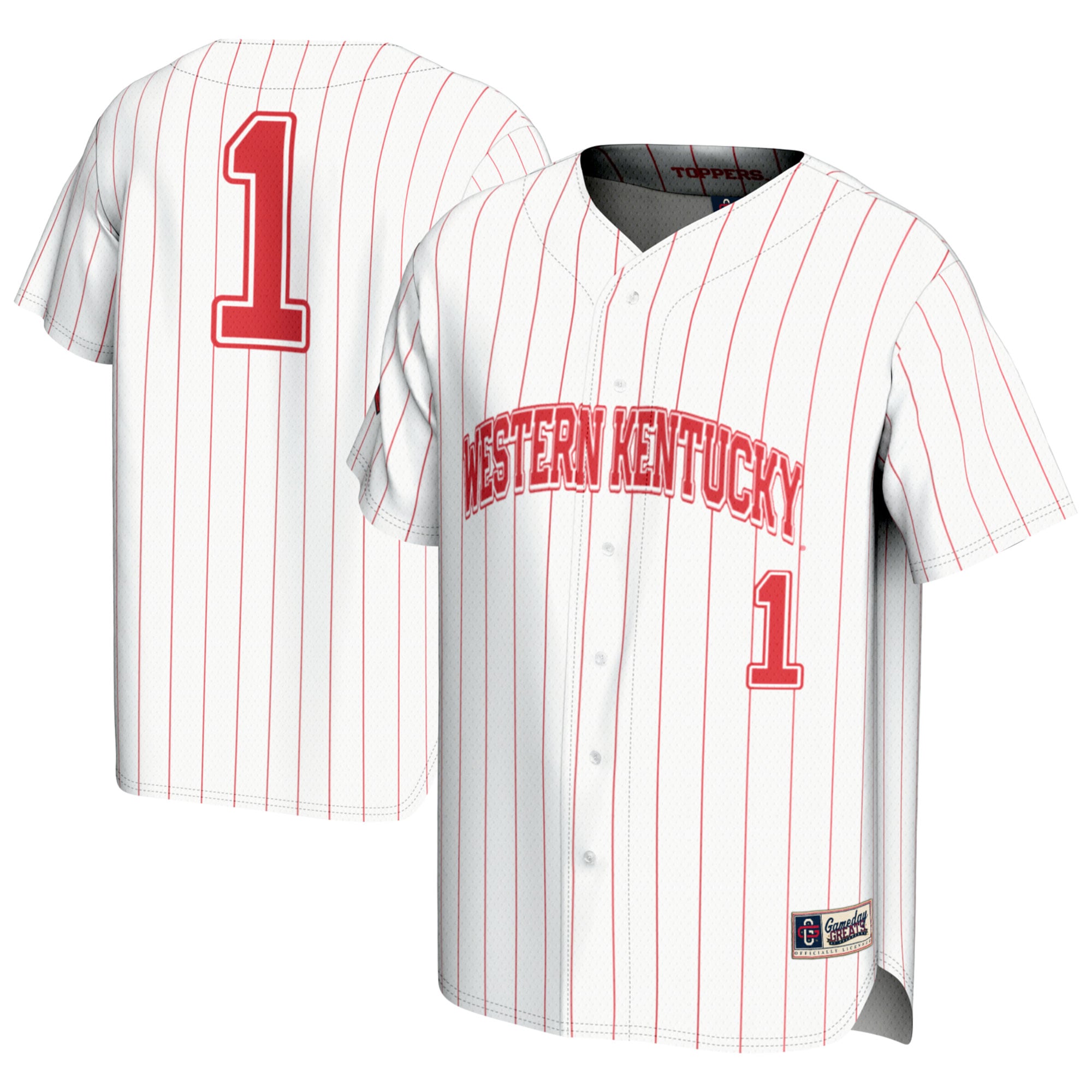 Ultra-Light Western Kentucky Hilltoppers Jersey No.1 White NCAA College Baseball Fan Wear