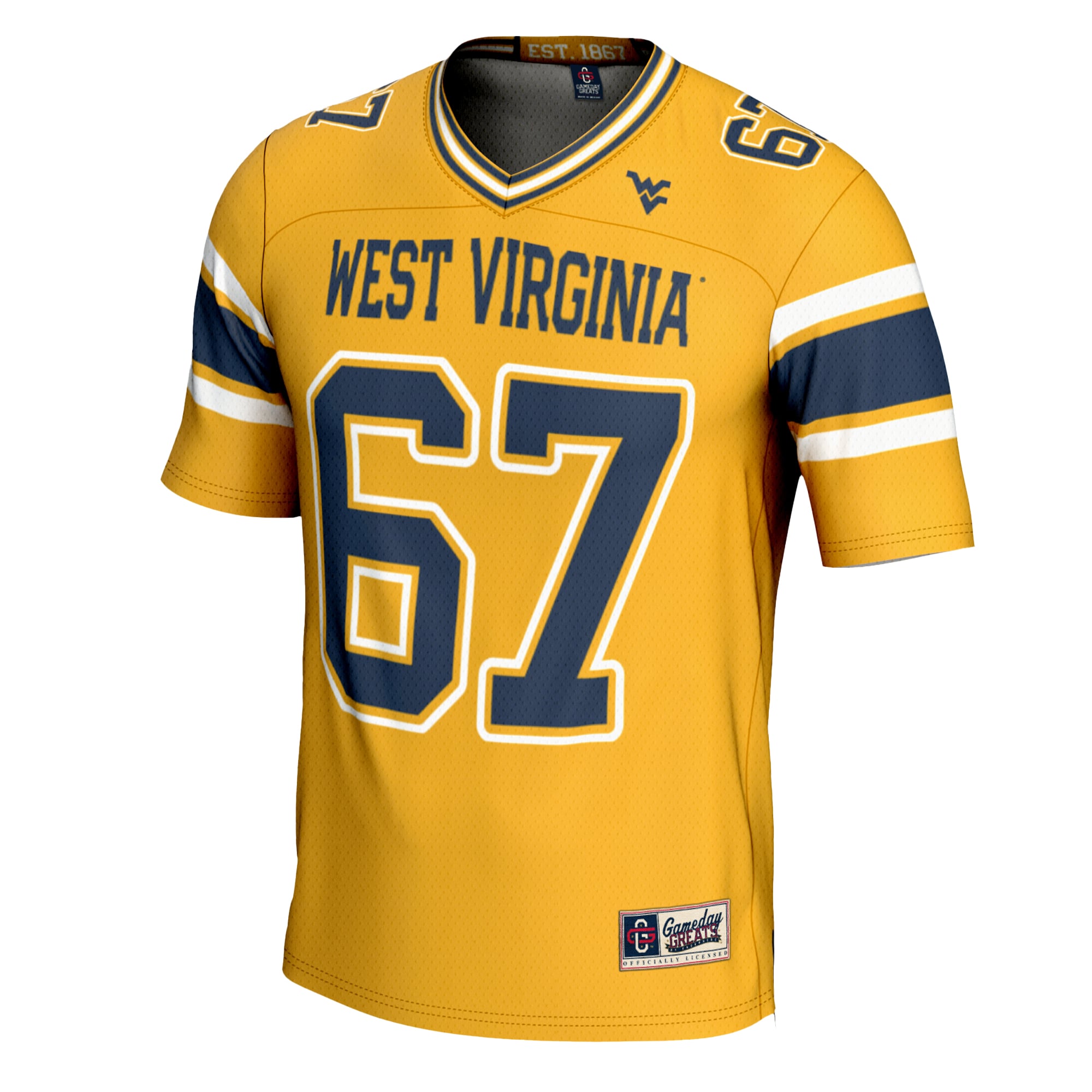 West Virginia Mountaineers Game Jersey No.1 Gold NCAA College Football Fan Wear No.1