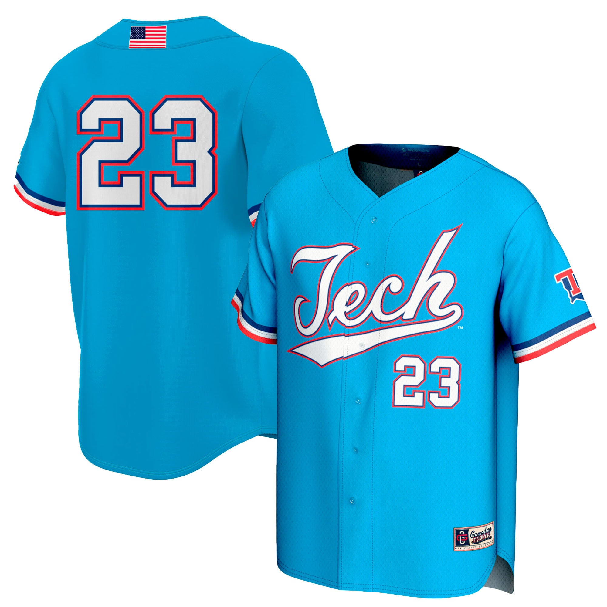 Louisiana Tech Bulldogs Jersey No.23 Royal NCAA College Baseball Fan Wear