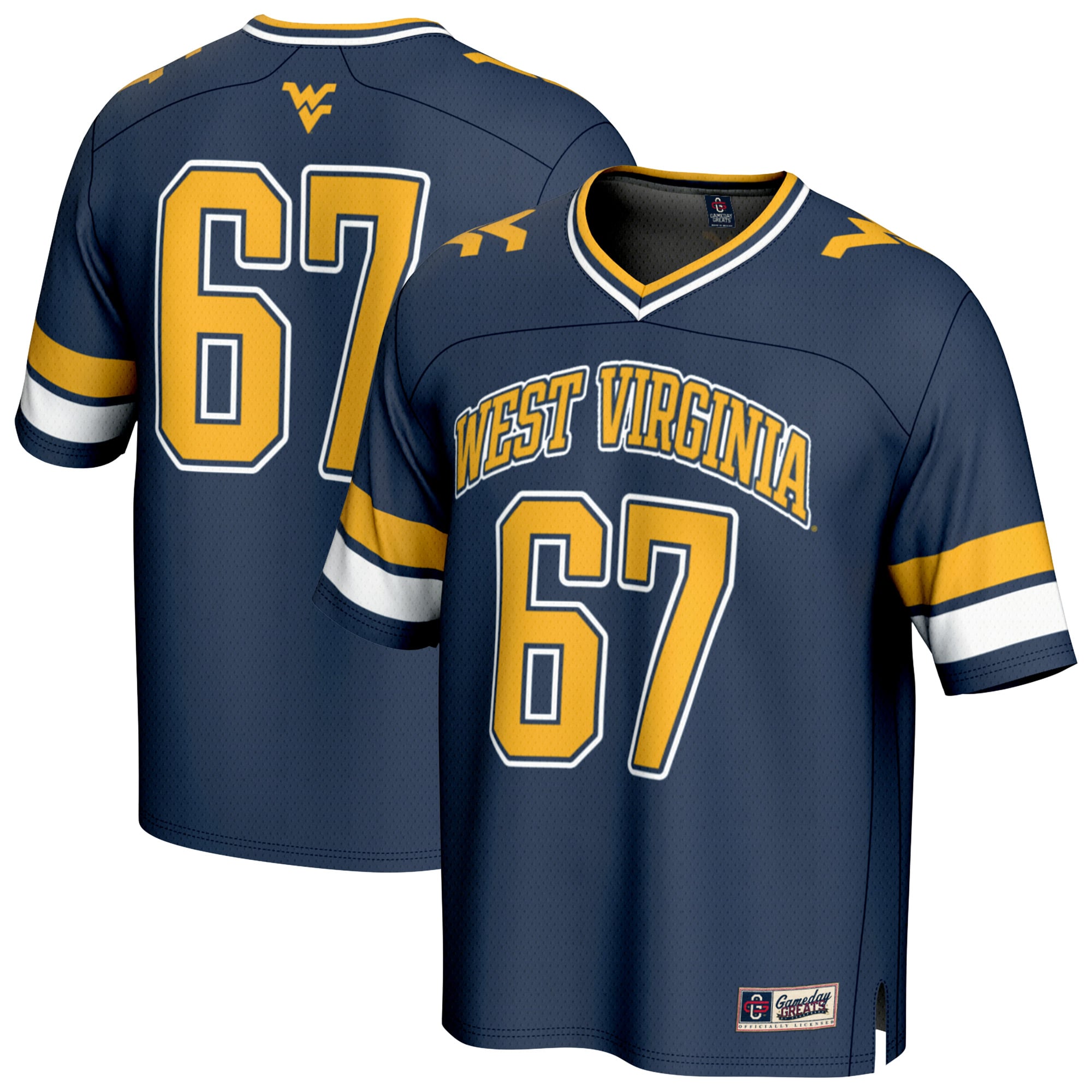 Modern West Virginia Mountaineers Jersey No.67 Navy NCAA College Football Fan Wear Modern