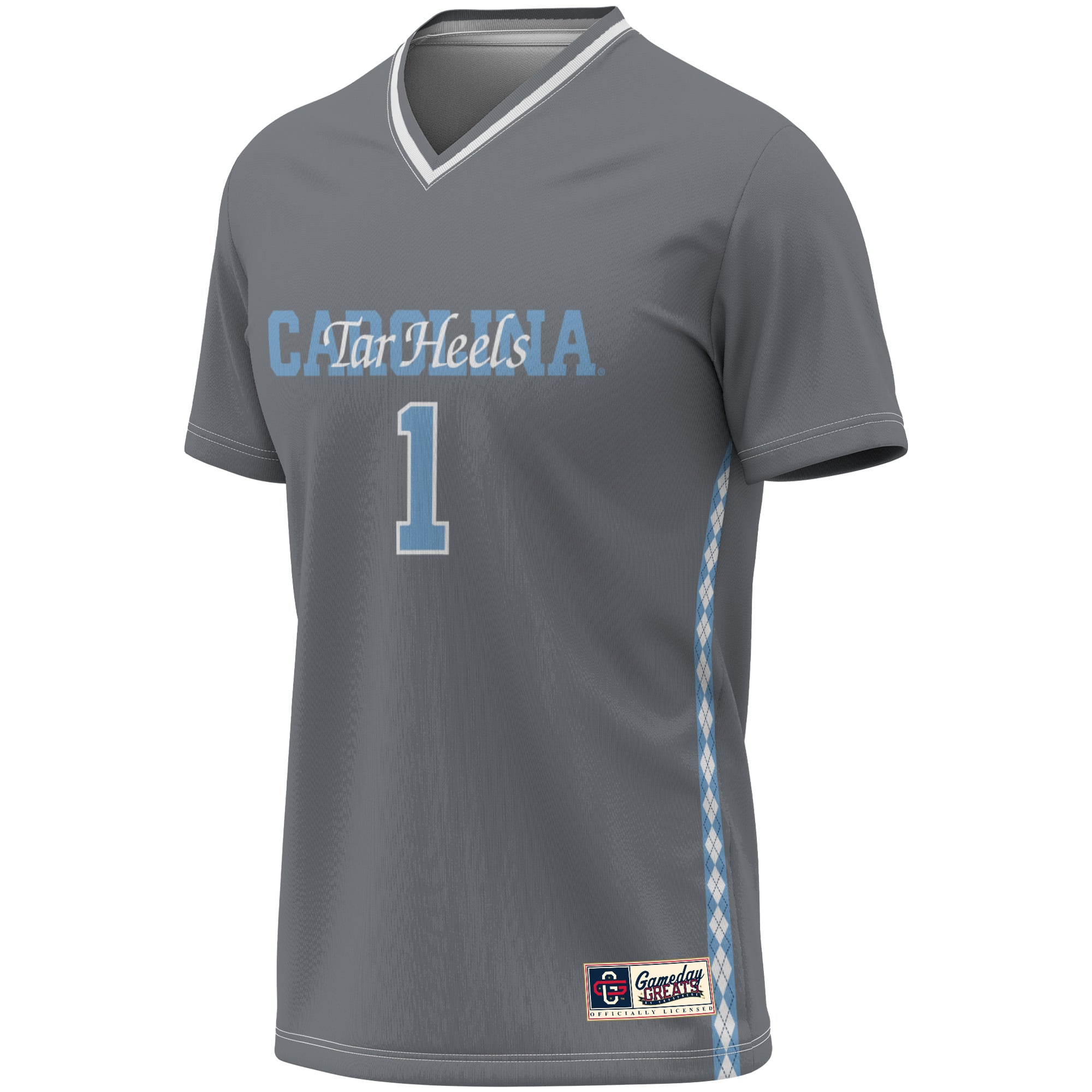 Soccer Fashion North Carolina Tar Heels Game Jersey No.1 Gray NCAA College Soccer Fan Wear