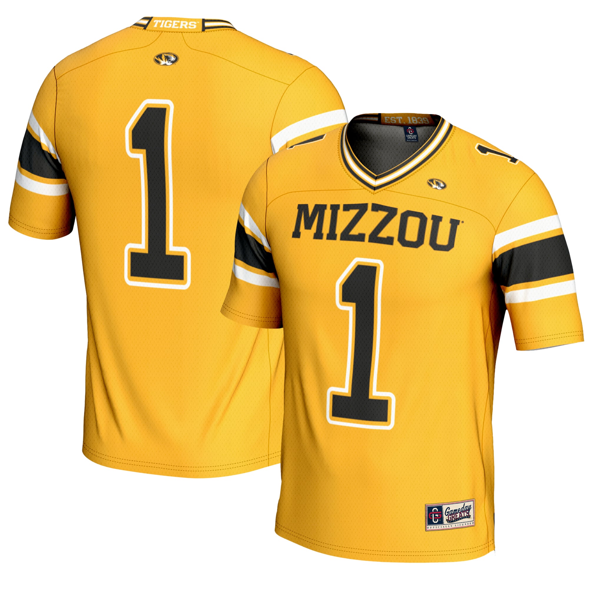 Missouri Tigers Game Jersey No.1 Gold NCAA College Football Fan Wear No.1