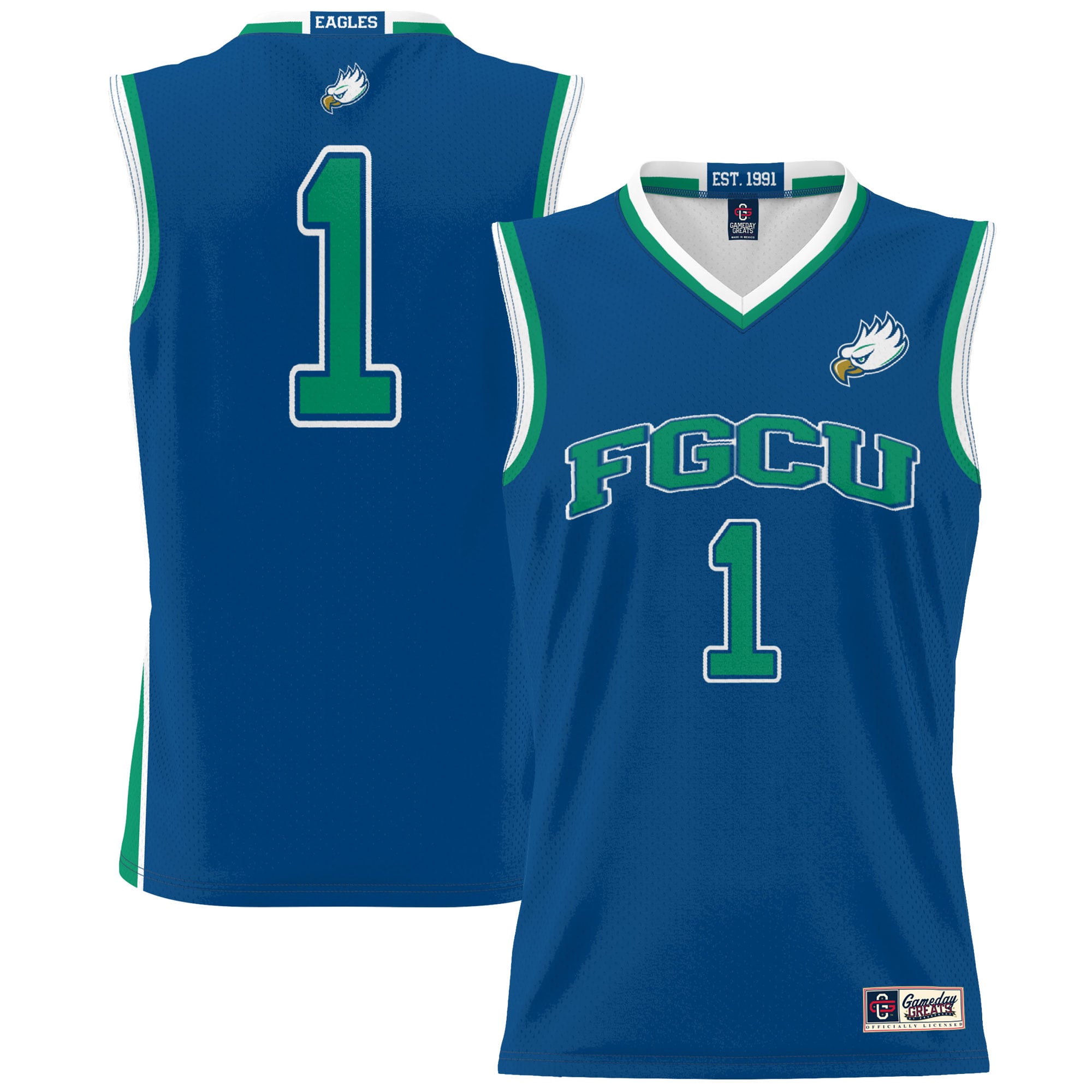 Basketball Florida Gulf Coast Eagles Jersey No.1 Blue NCAA College Basketball Fan Wear Basketball