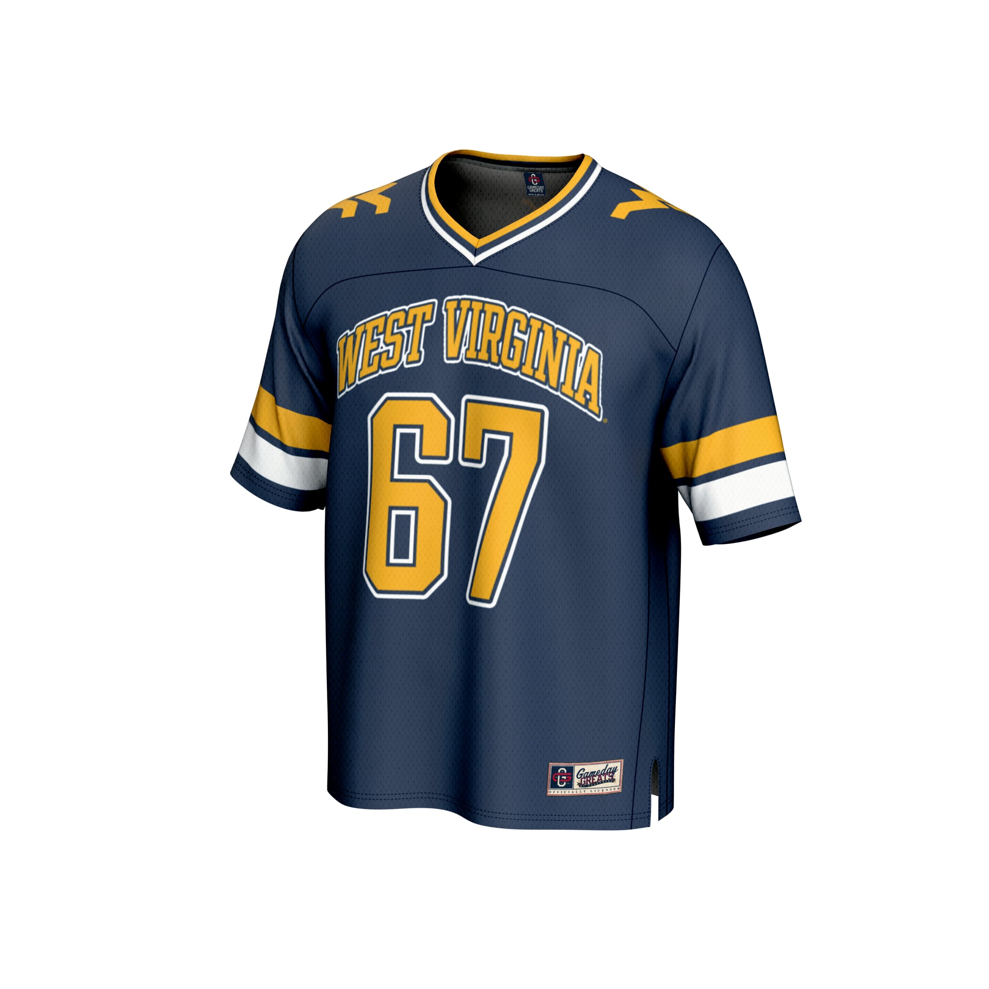 Collegiate Fashion West Virginia Mountaineers Game Jersey No.67 Navy NCAA College Football Fan Wear Collegiate Fashion