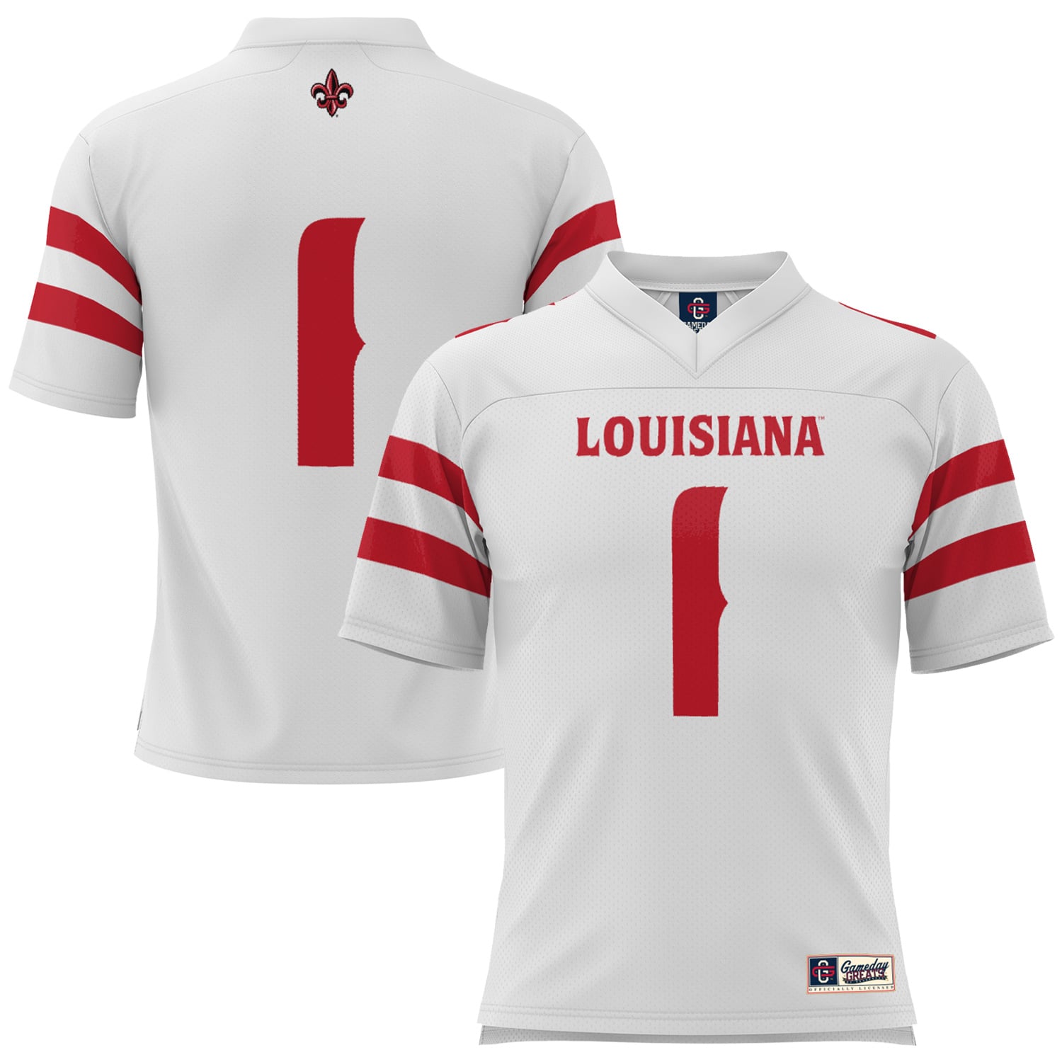 Louisiana Ragin' Cajuns Game Jersey No.1 White NCAA College Football Fan Wear No.1