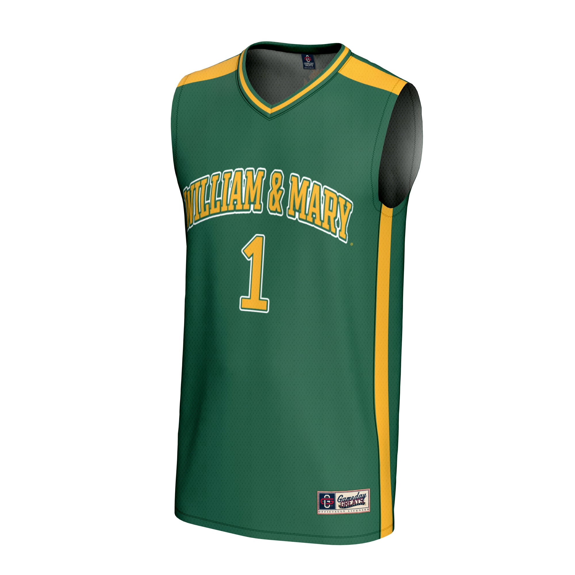 Collegiate Basketball Fashion William & Mary Tribe Game Jersey No.1 Green NCAA College Basketball Fan Wear Collegiate Basketball Fashion