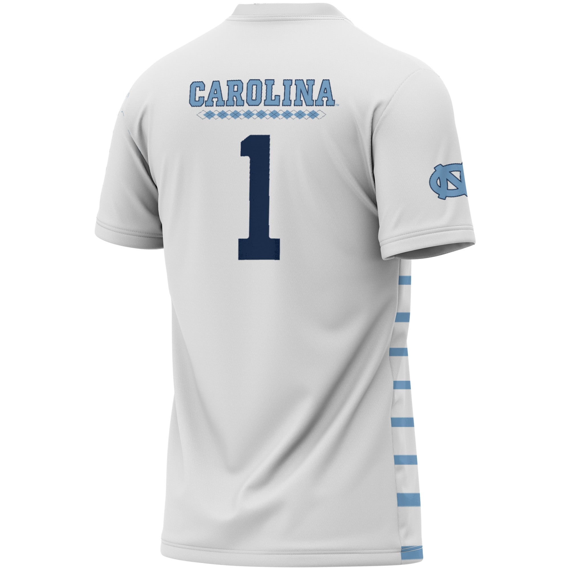 Soccer Fashion North Carolina Tar Heels Game Jersey No.1 White NCAA College Soccer Fan Wear