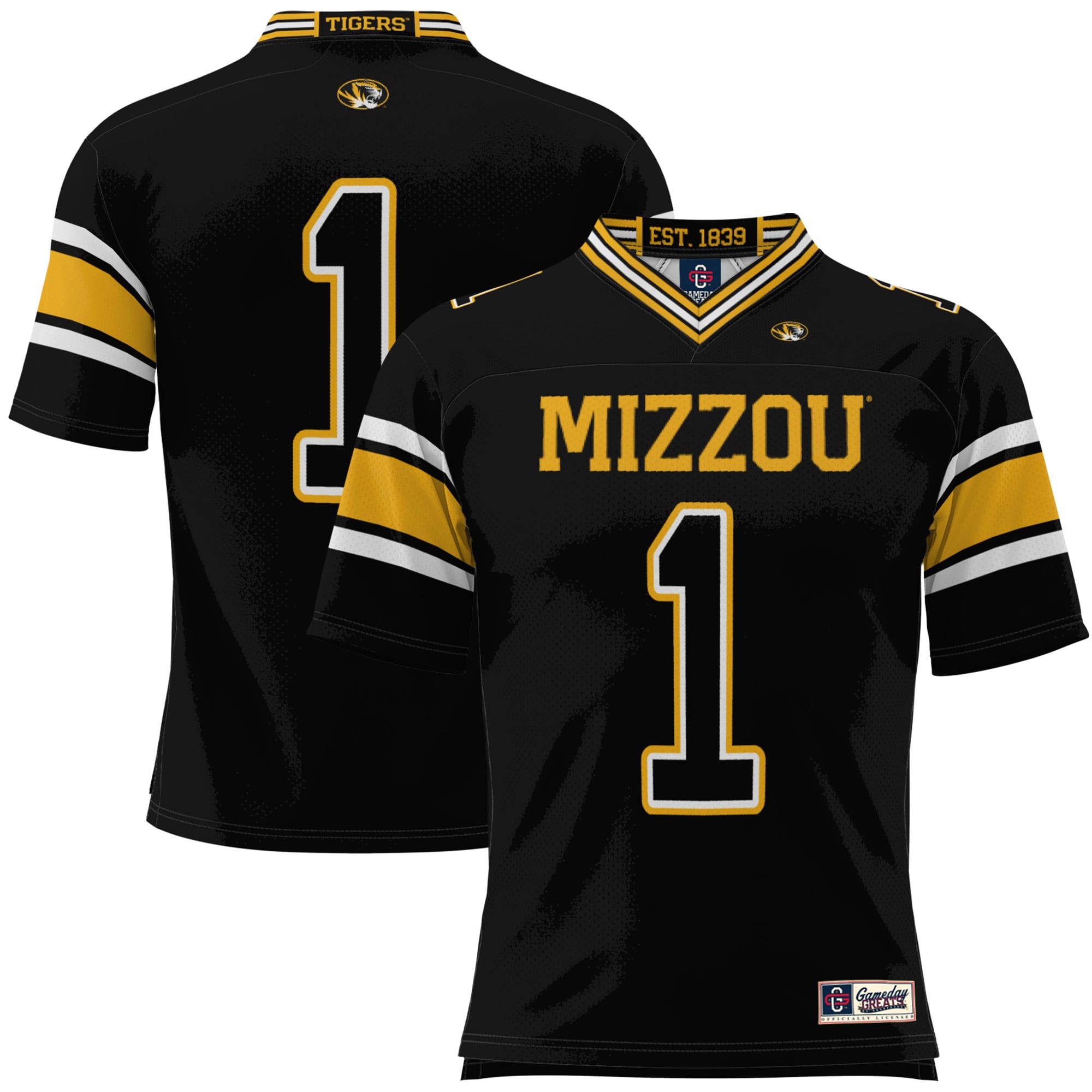 Missouri Tigers Game Jersey No.1 Black NCAA College Football Fan Wear