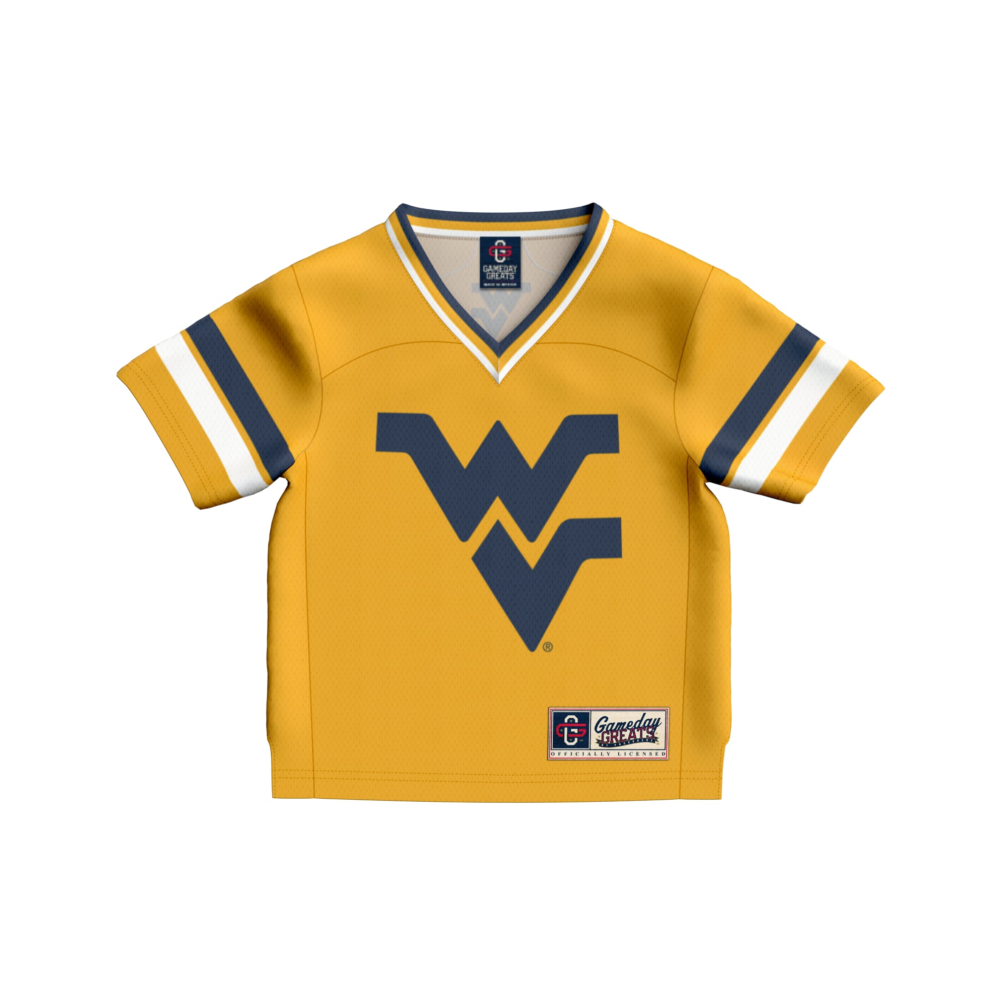 Collegiate Fashion West Virginia Mountaineers Game Jersey Gold NCAA College Football Fan Wear