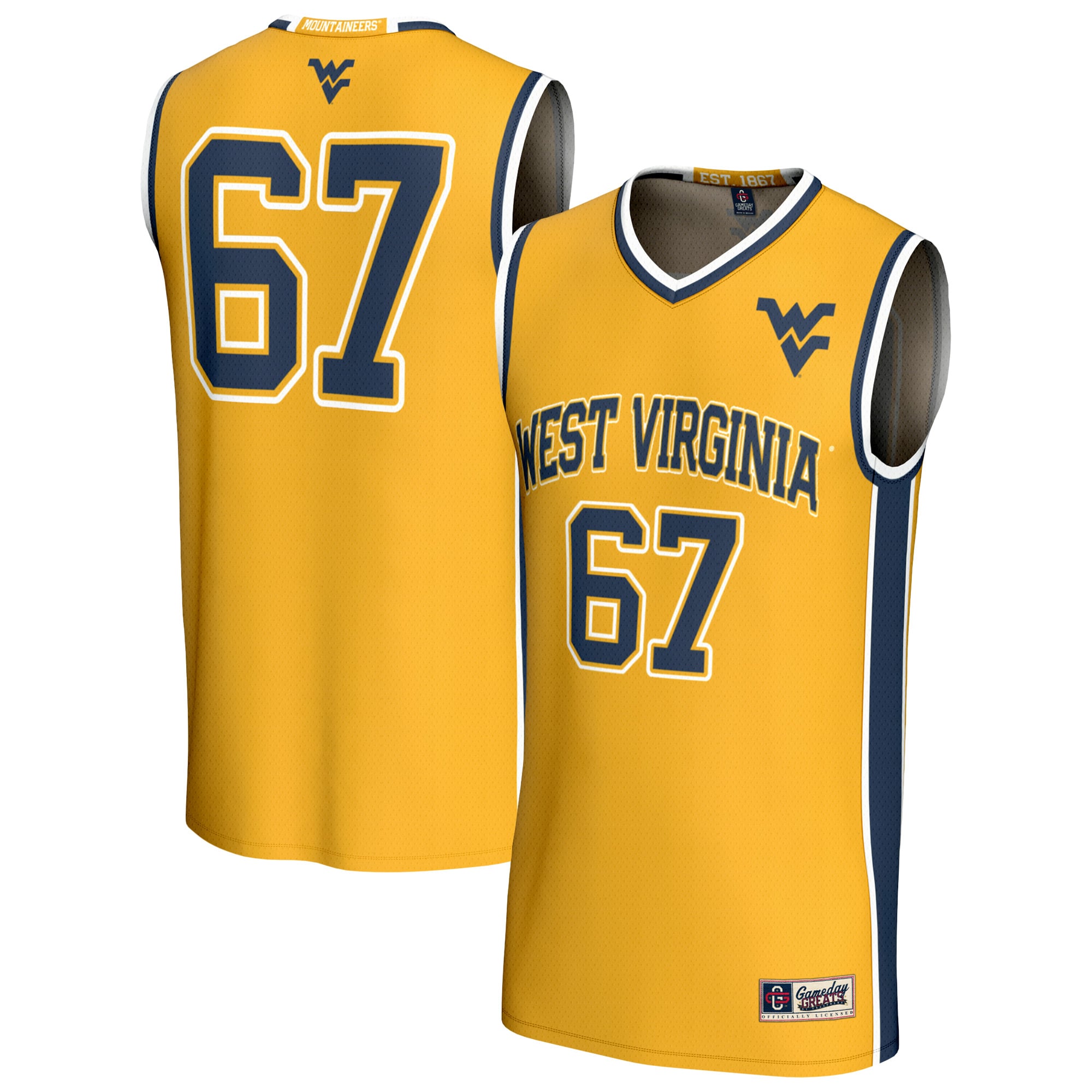 Gold Featherweight West Virginia Mountaineers Jersey Gold NCAA College Basketball Fan Wear Gold Featherweight