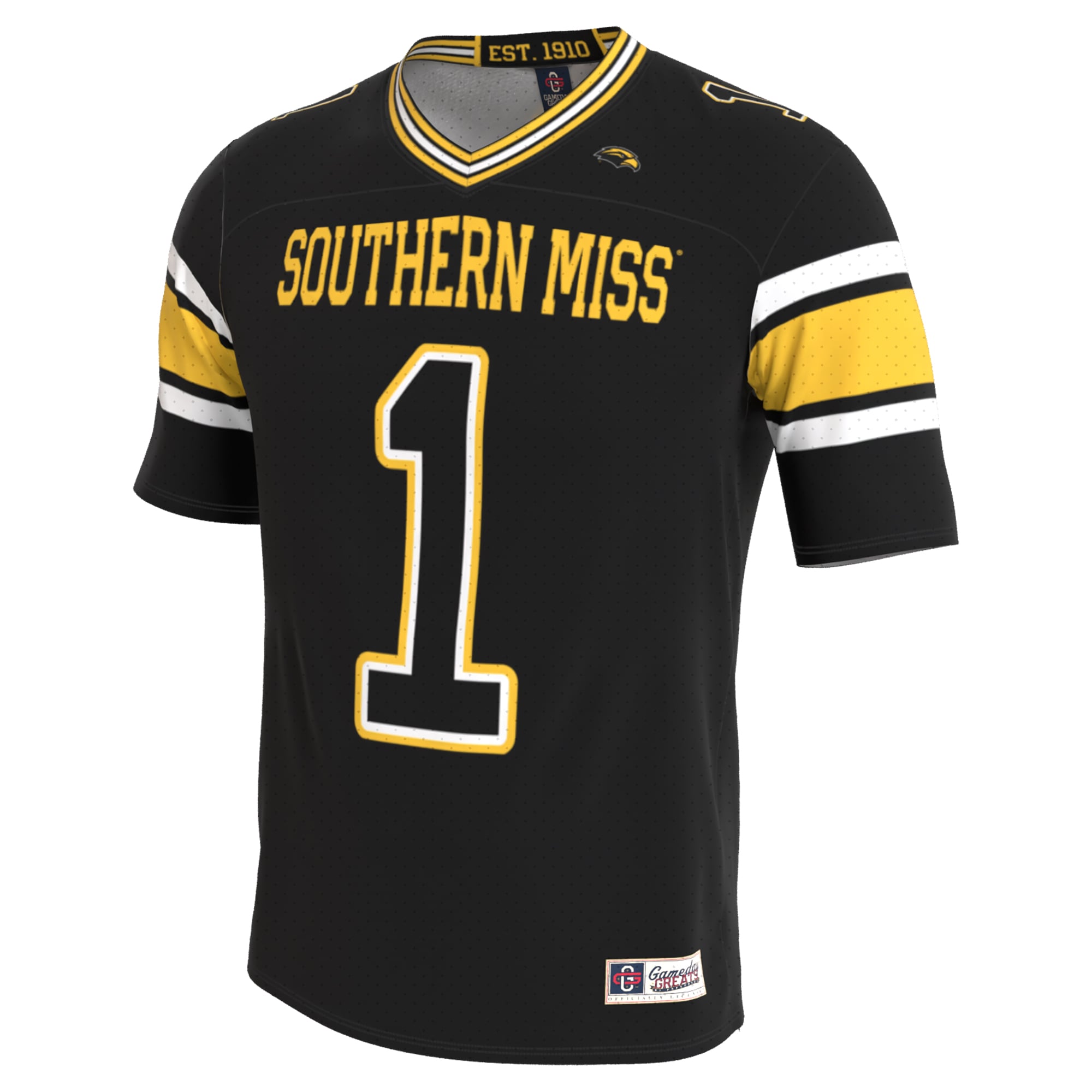 Black Collegiate Blackout Southern Miss Golden Eagles Game Jersey Black NCAA College Football Fan Wear