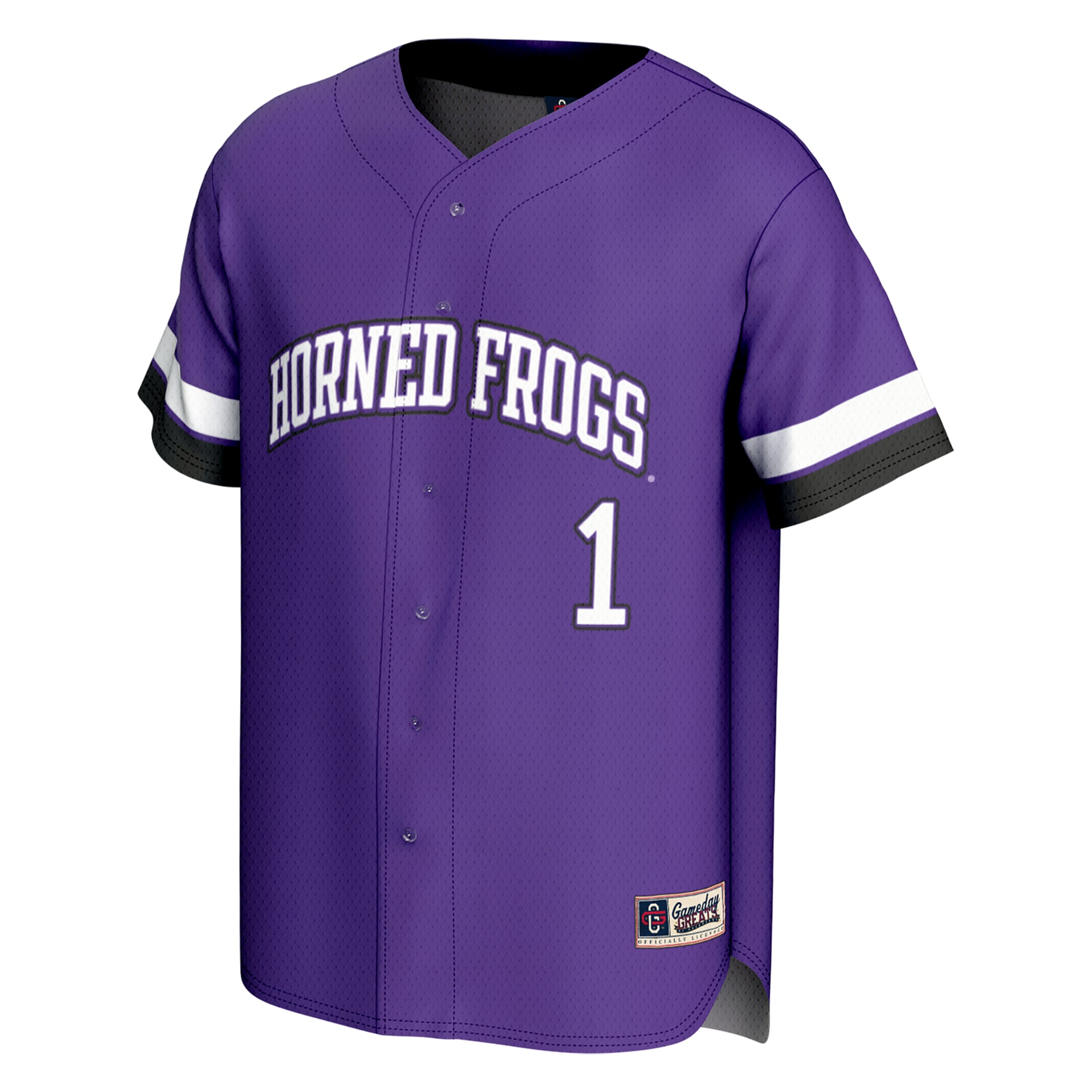 Purple Collegiate Baseball TCU Horned Frogs Game Jersey Purple NCAA College Baseball Fan Wear