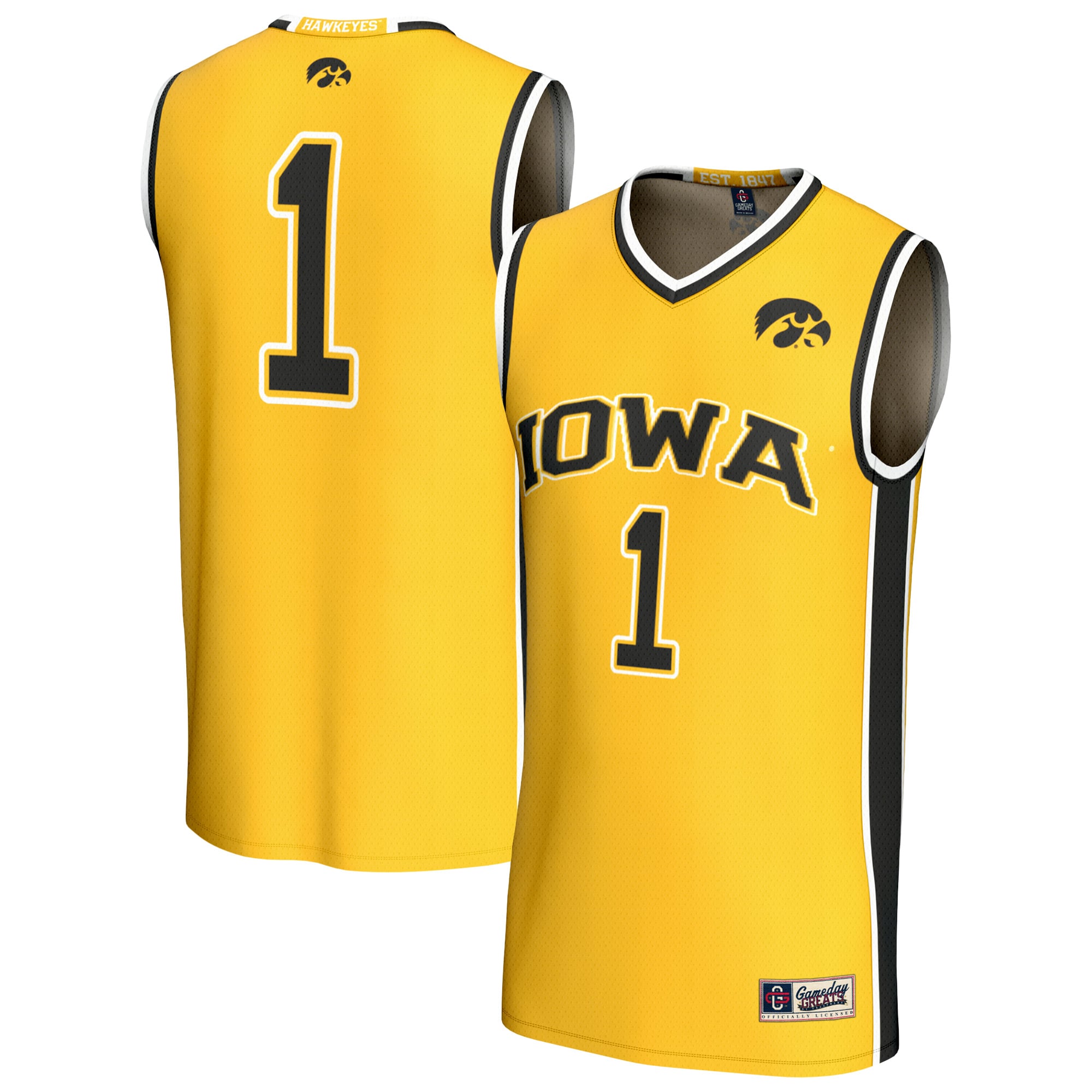 Basketball Iowa Hawkeyes Jersey Gold NCAA College Basketball Fan Wear Basketball