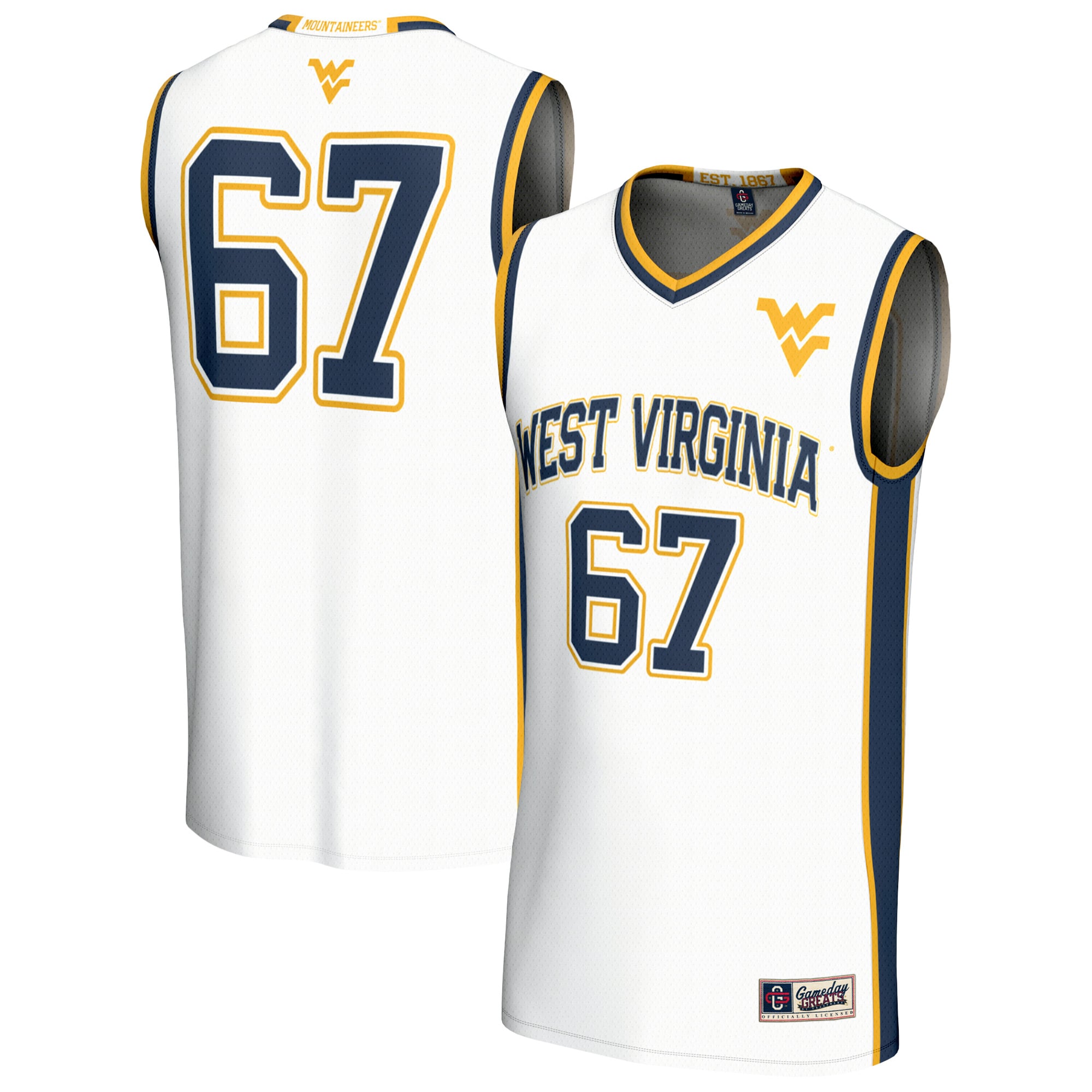 White West Virginia Mountaineers Jersey White NCAA College Basketball Fan Wear White