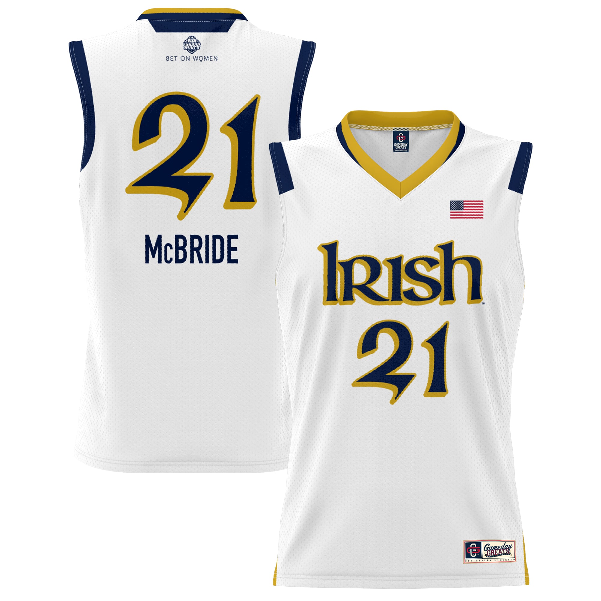Kayla McBride Basketball Notre Dame Fighting Irish Game Jersey White NCAA College Basketball Fan Wear