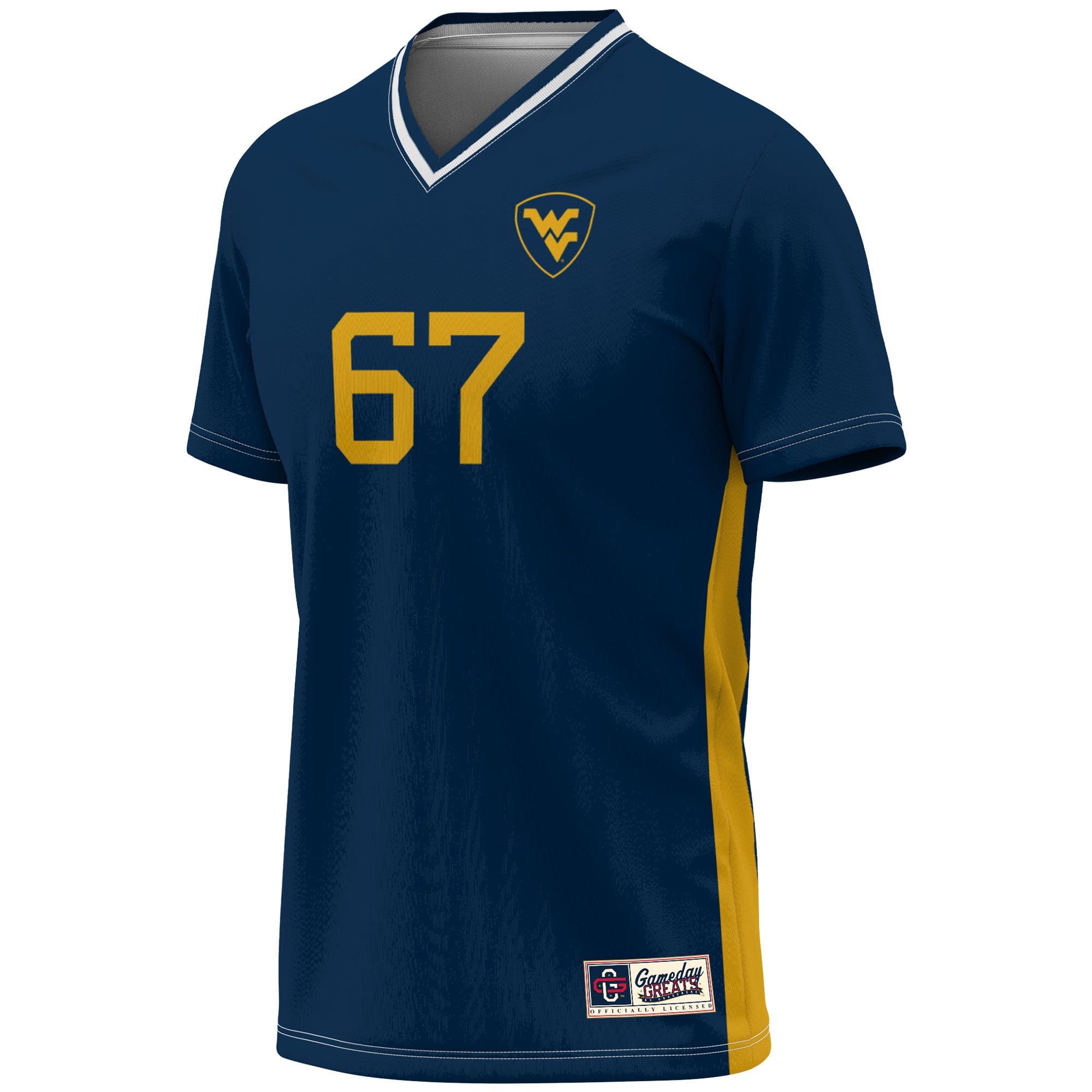 Soccer Fashion West Virginia Mountaineers Game Jersey No.1 Navy NCAA College Soccer Fan Wear Soccer Fashion