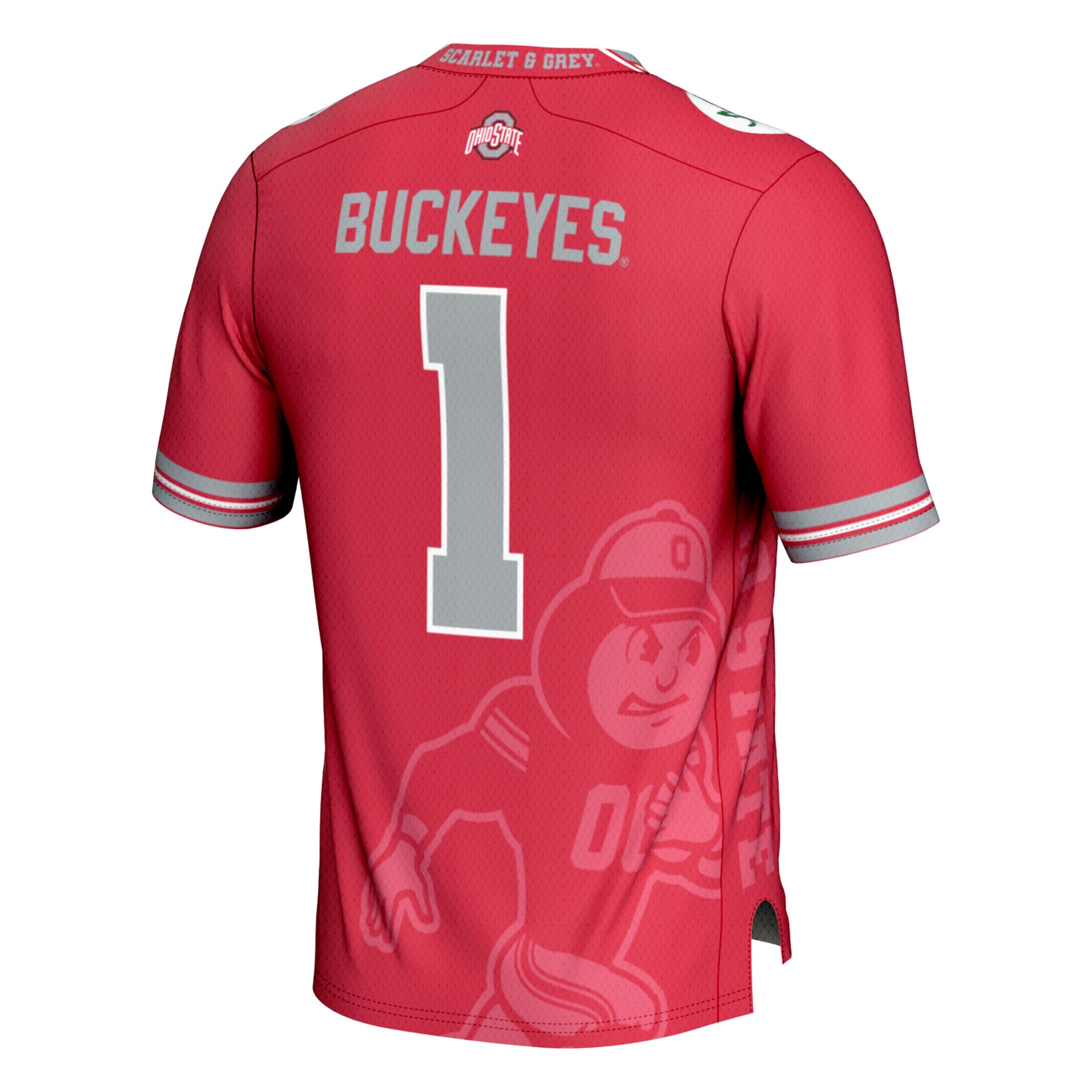 Print Fashion Ohio State Buckeyes Game Jersey No.1 Scarlet NCAA College Football Fan Wear Print Fashion