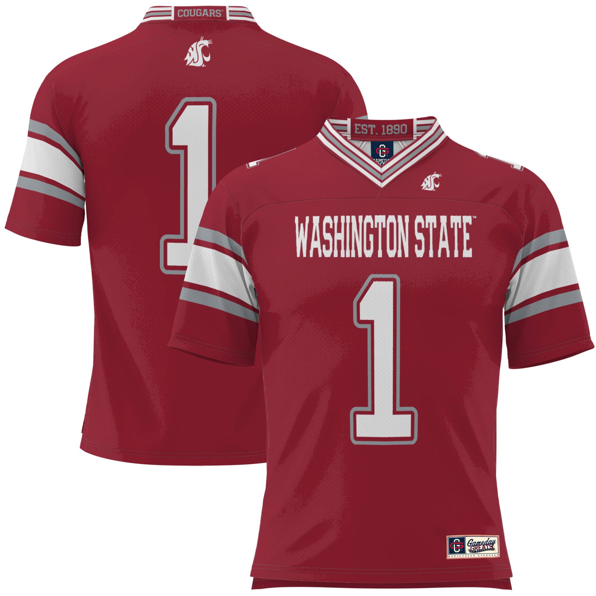 Washington State Cougars Game Jersey No.1 Crimson NCAA College Football Fan Wear No.1