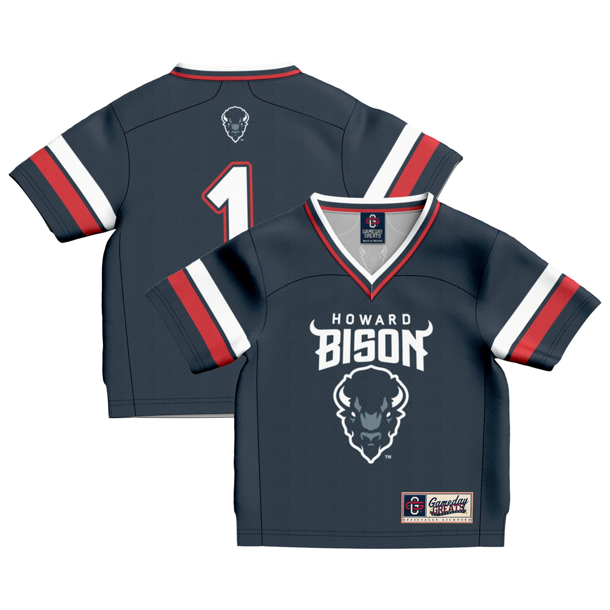 Howard Bison Jersey No.1 Navy NCAA College Football Fan Wear No.1