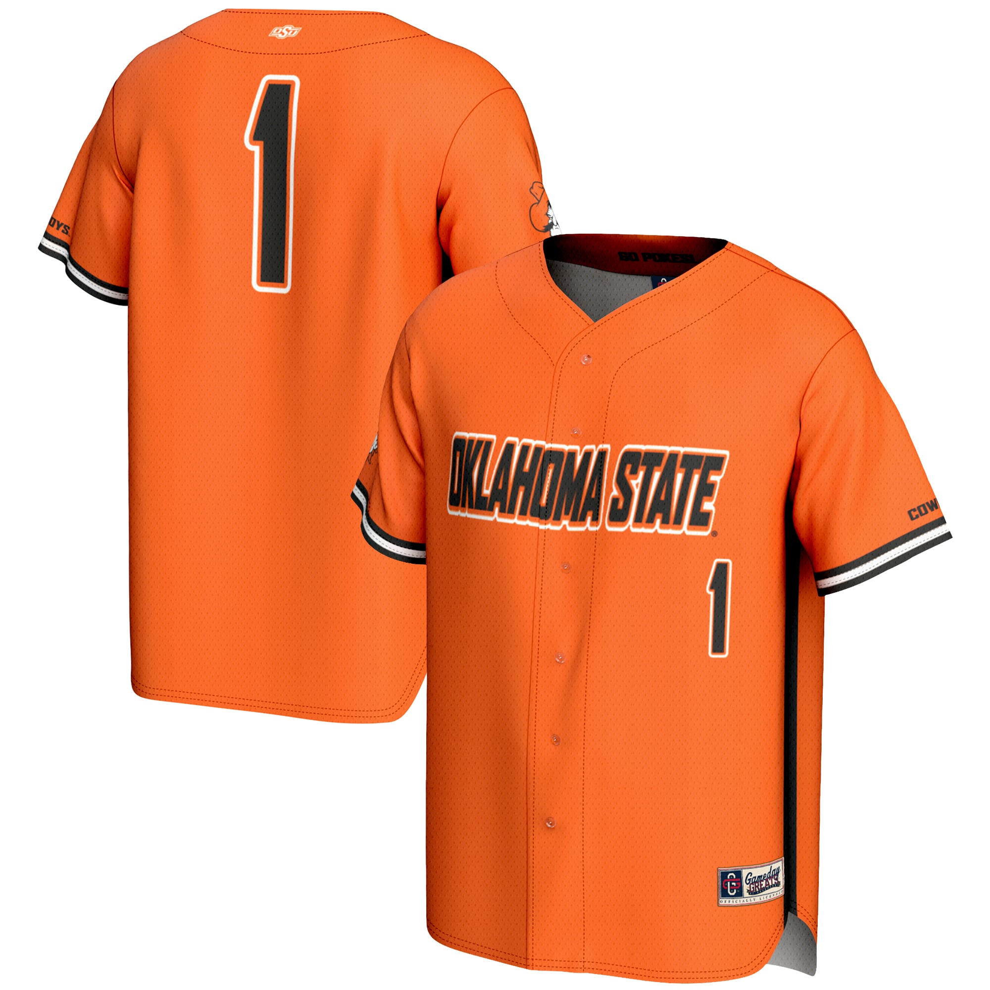 Baseball Oklahoma State Cowboys Jersey No.1 Orange NCAA College Baseball Fan Wear Baseball