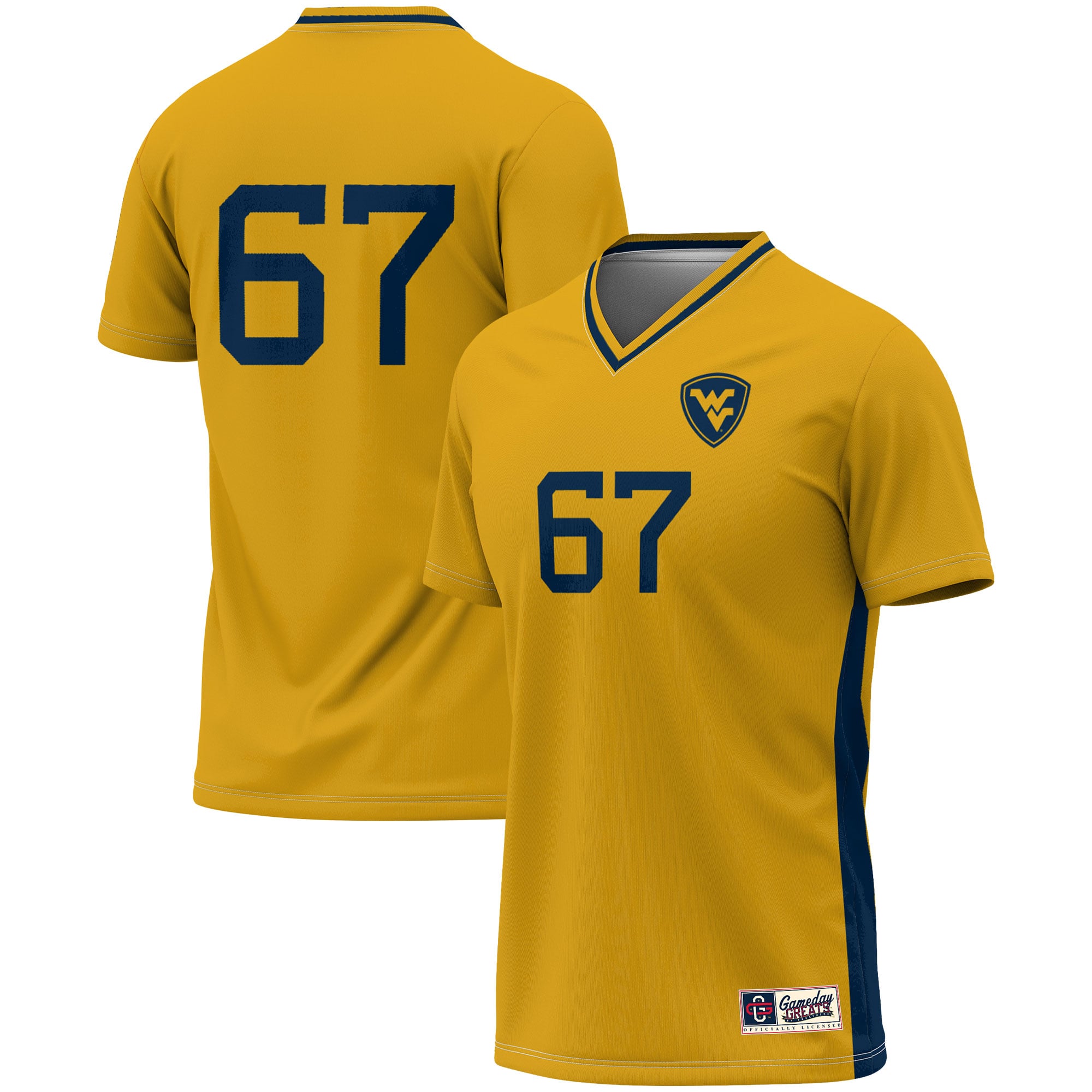 Soccer Fashion West Virginia Mountaineers Game Jersey No.1 Gold NCAA College Soccer Fan Wear