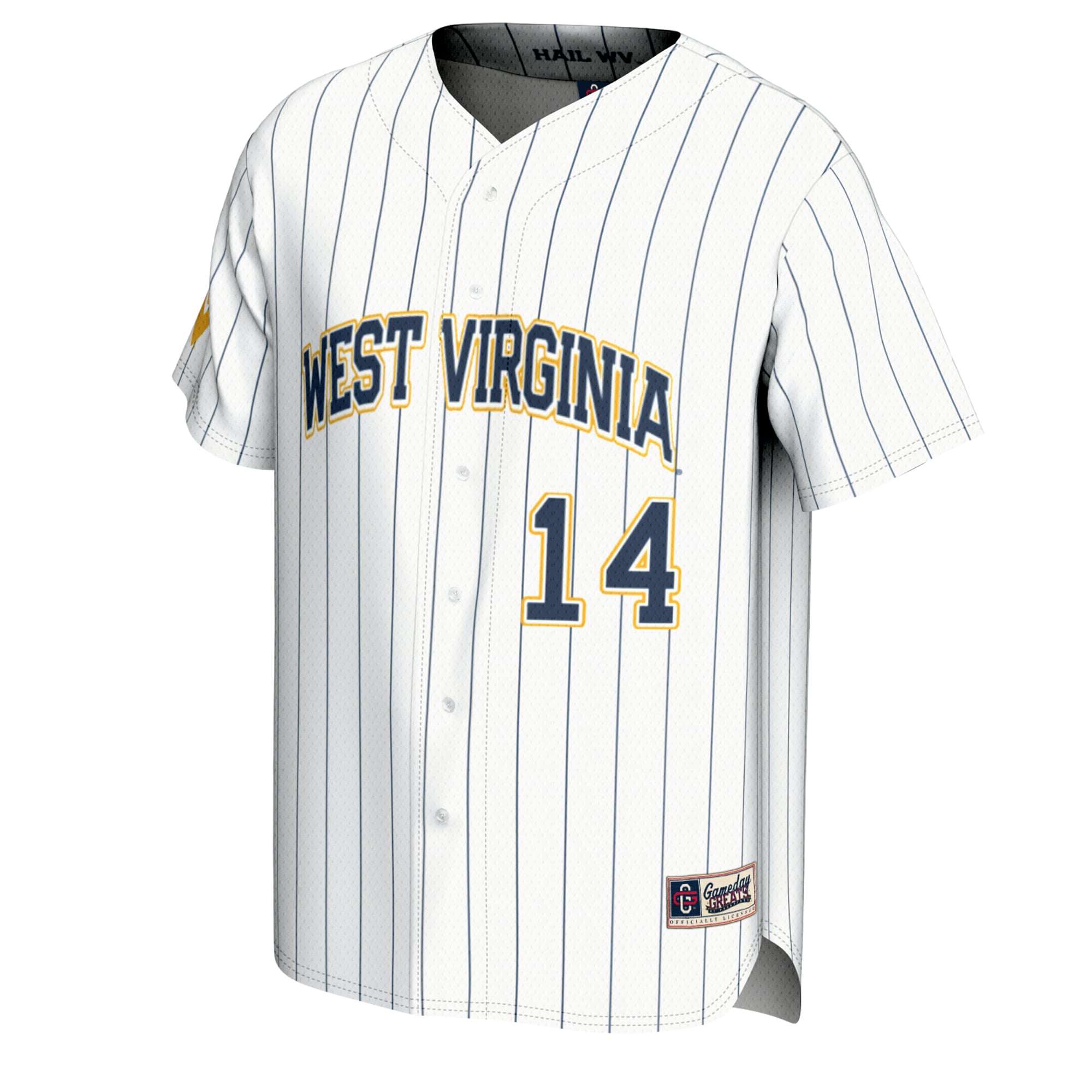 Baseball Fashion West Virginia Mountaineers Game Jersey No.14 White NCAA College Baseball Fan Wear Baseball Fashion