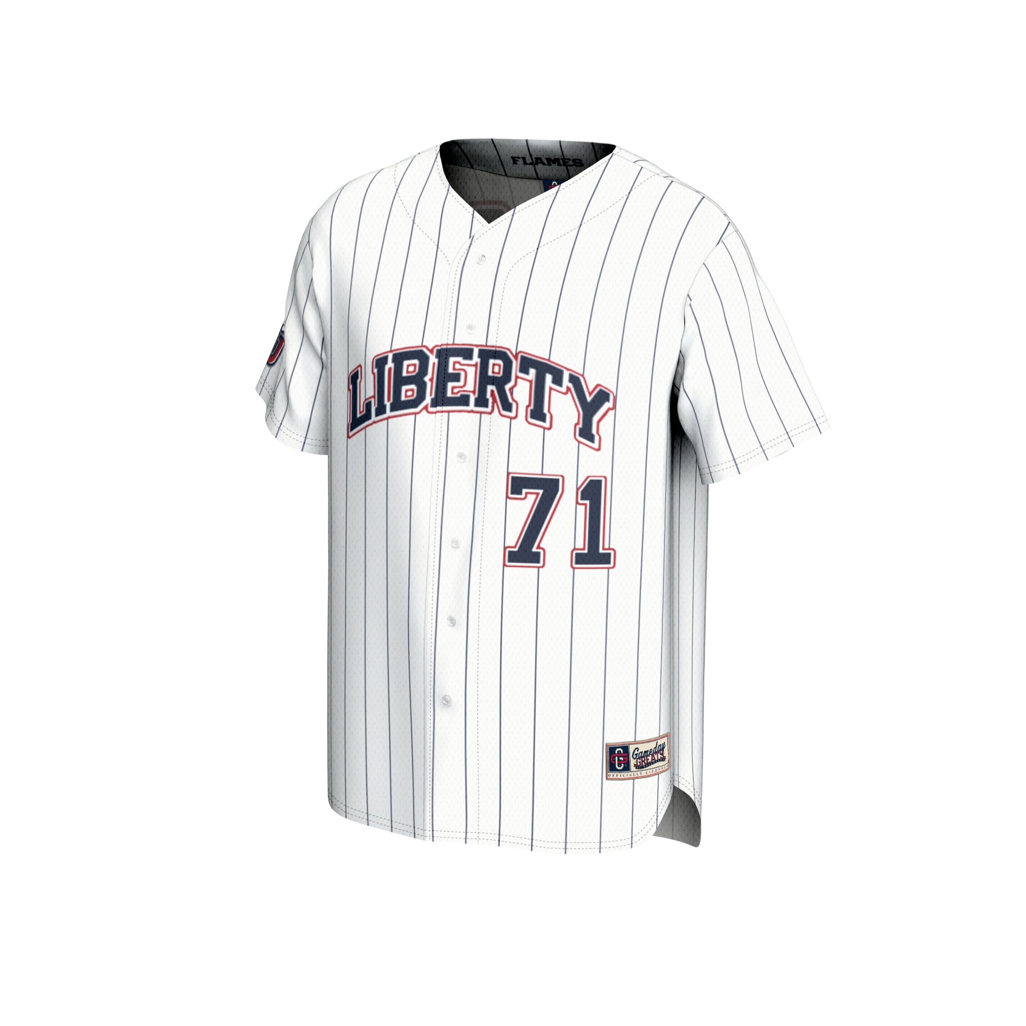Collegiate Baseball Fashion Liberty Flames Game Jersey No.71 White NCAA College Baseball Fan Wear