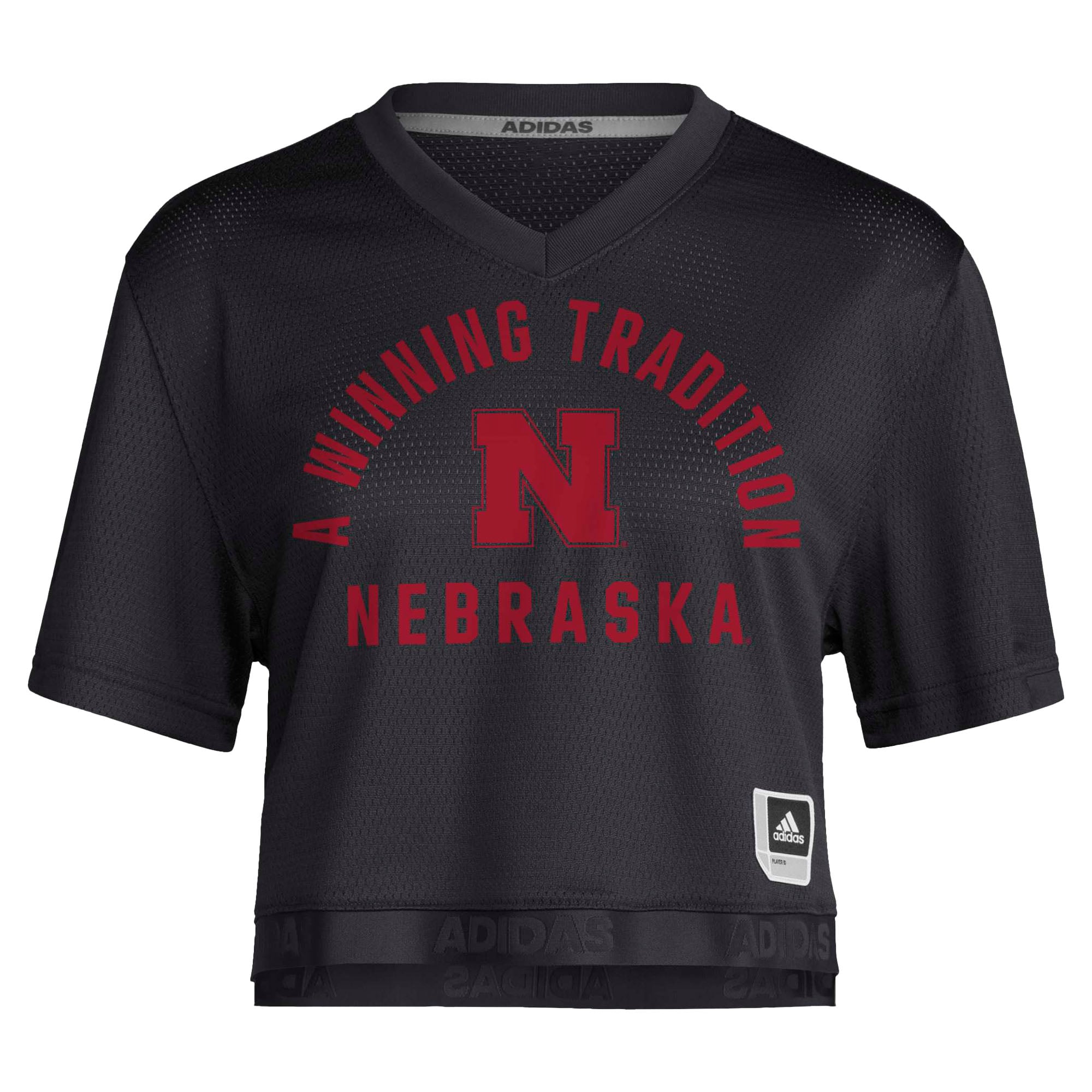 Strategy Cropped Nebraska Huskers Jersey Black NCAA College Football Fan Wear Strategy Cropped