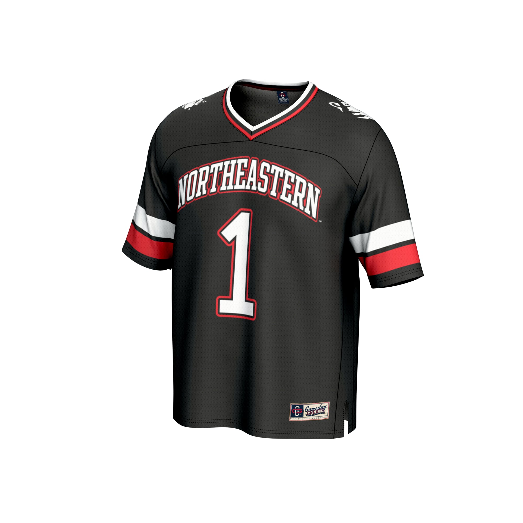 Black Collegiate Fashion Northeastern Huskies Game Jersey No.1 Black NCAA College Football Fan Wear