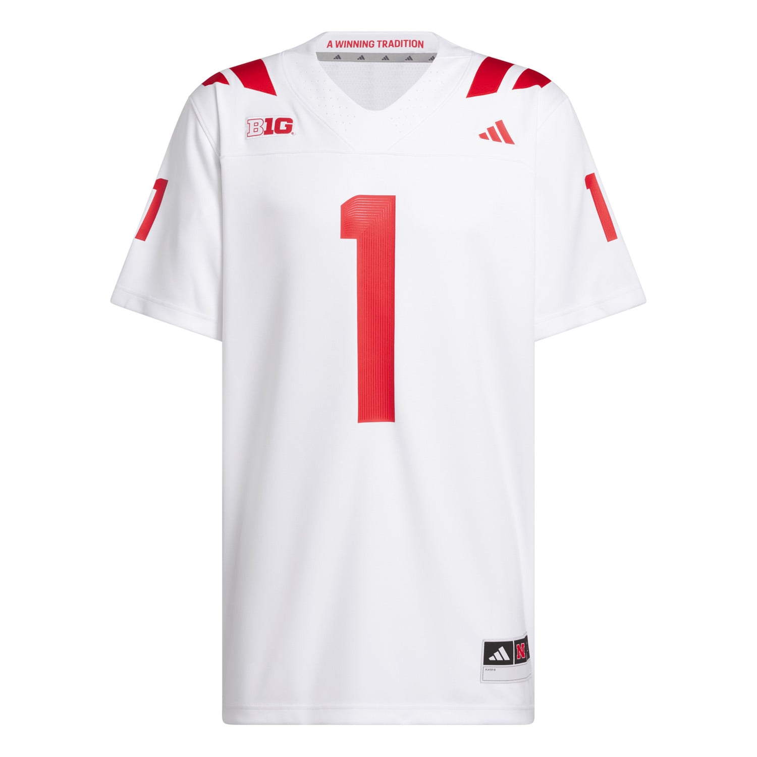 Nebraska Huskers Away Jersey No.1 White NCAA College Football Fan Wear No.1