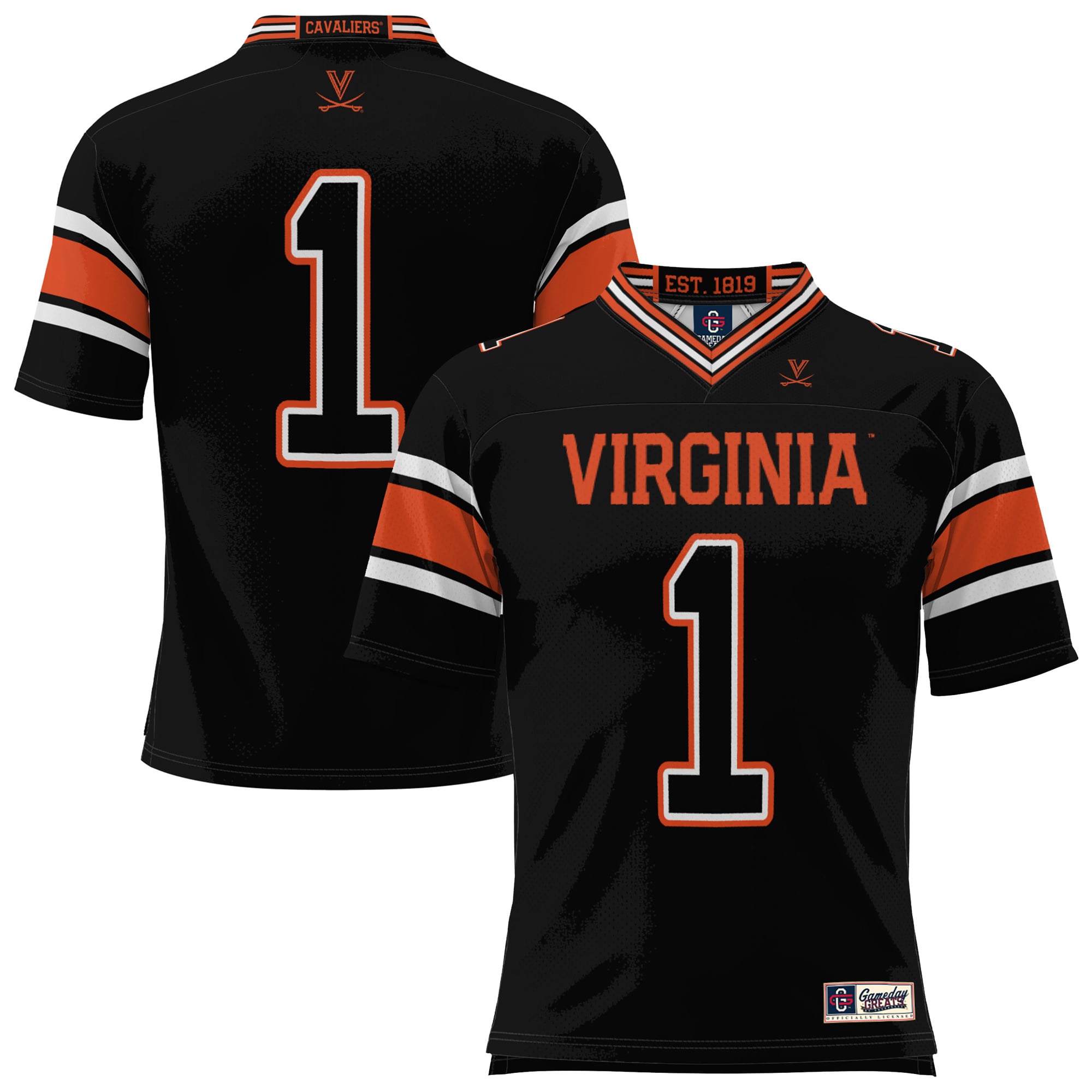 Endzone Virginia Cavaliers Game Jersey No.1 Black NCAA College Football Fan Wear