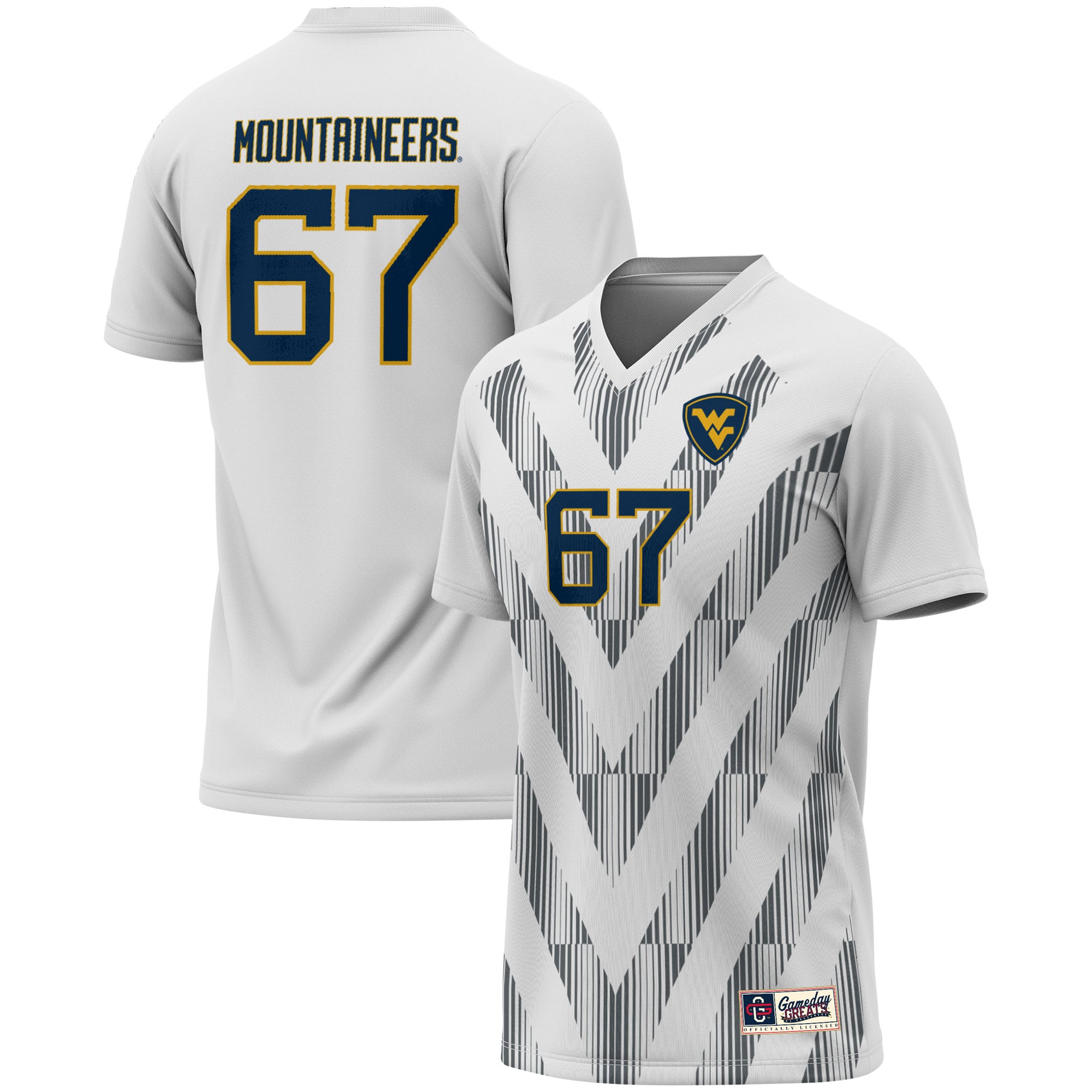 Ultra-Light Street West Virginia Mountaineers Jersey No.67 White NCAA College Soccer Fan Wear