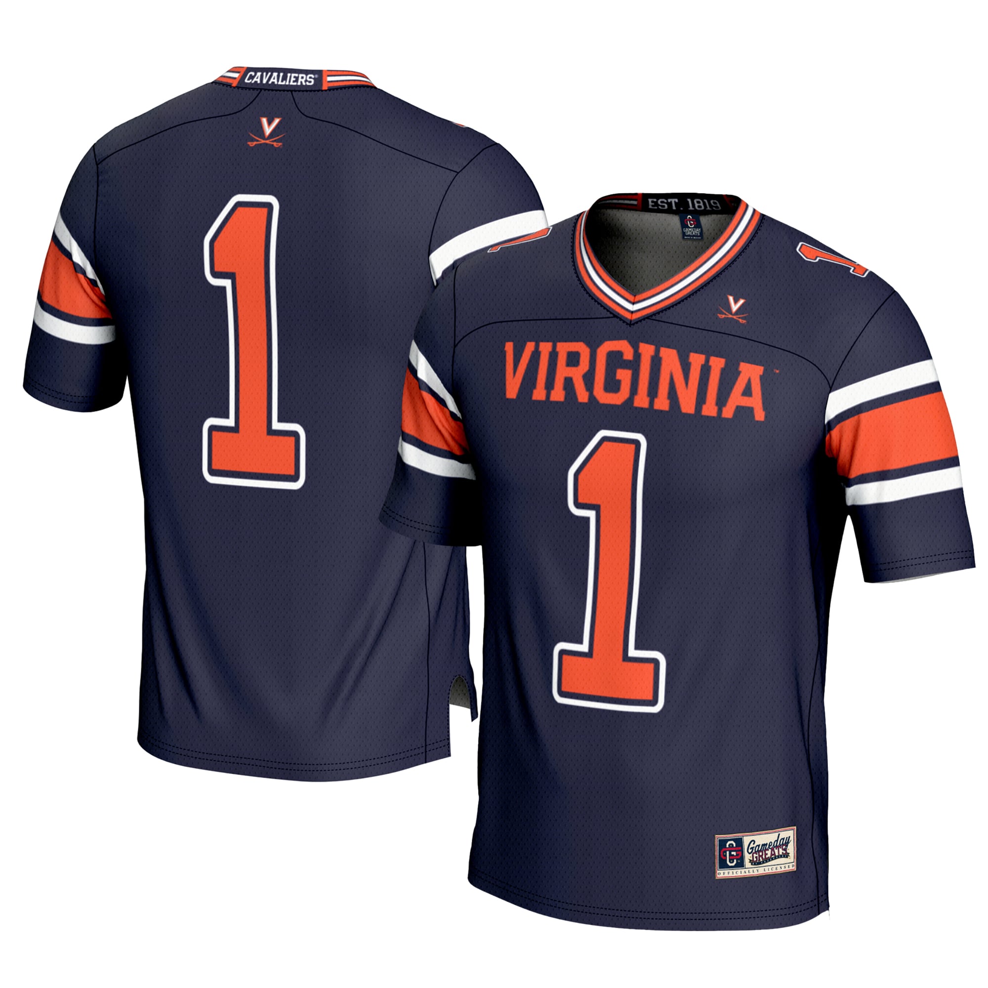 Virginia Cavaliers Game Jersey No.1 Navy NCAA College Football Fan Wear No.1