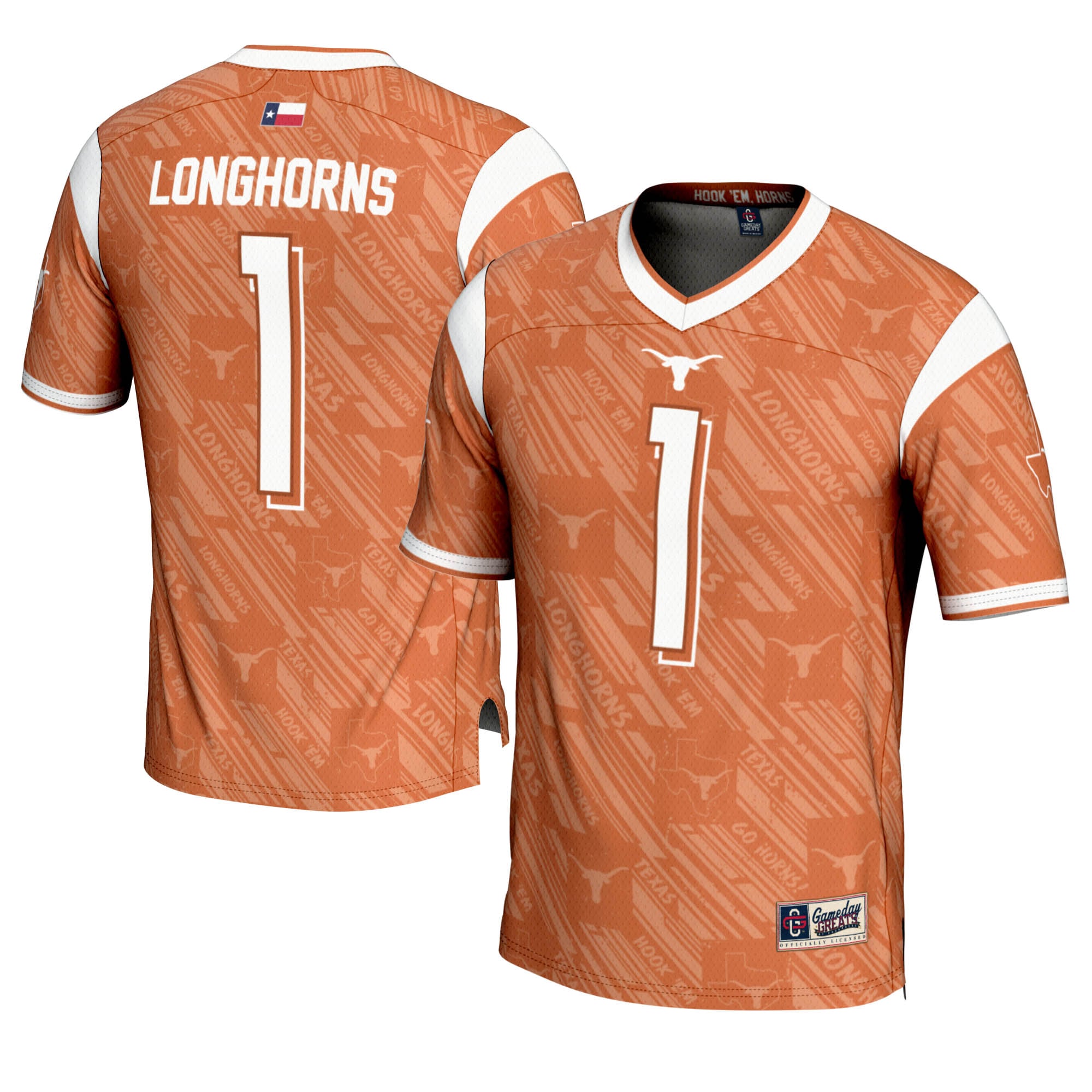 Texas Longhorns Game Jersey No.1 Orange NCAA College Football Fan Wear No.1