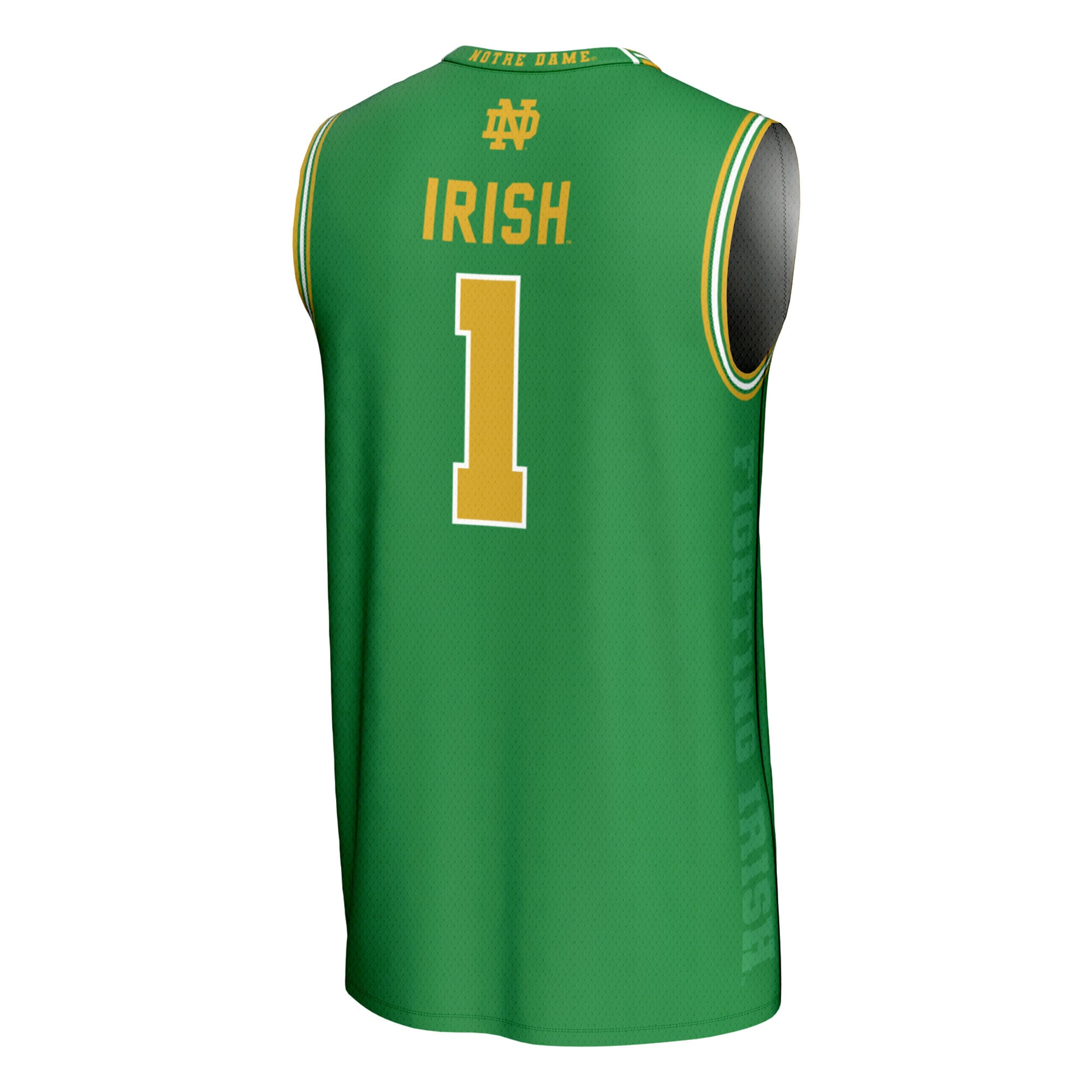 Print Basketball Fashion Notre Dame Fighting Irish Game Jersey Green NCAA College Basketball Fan Wear